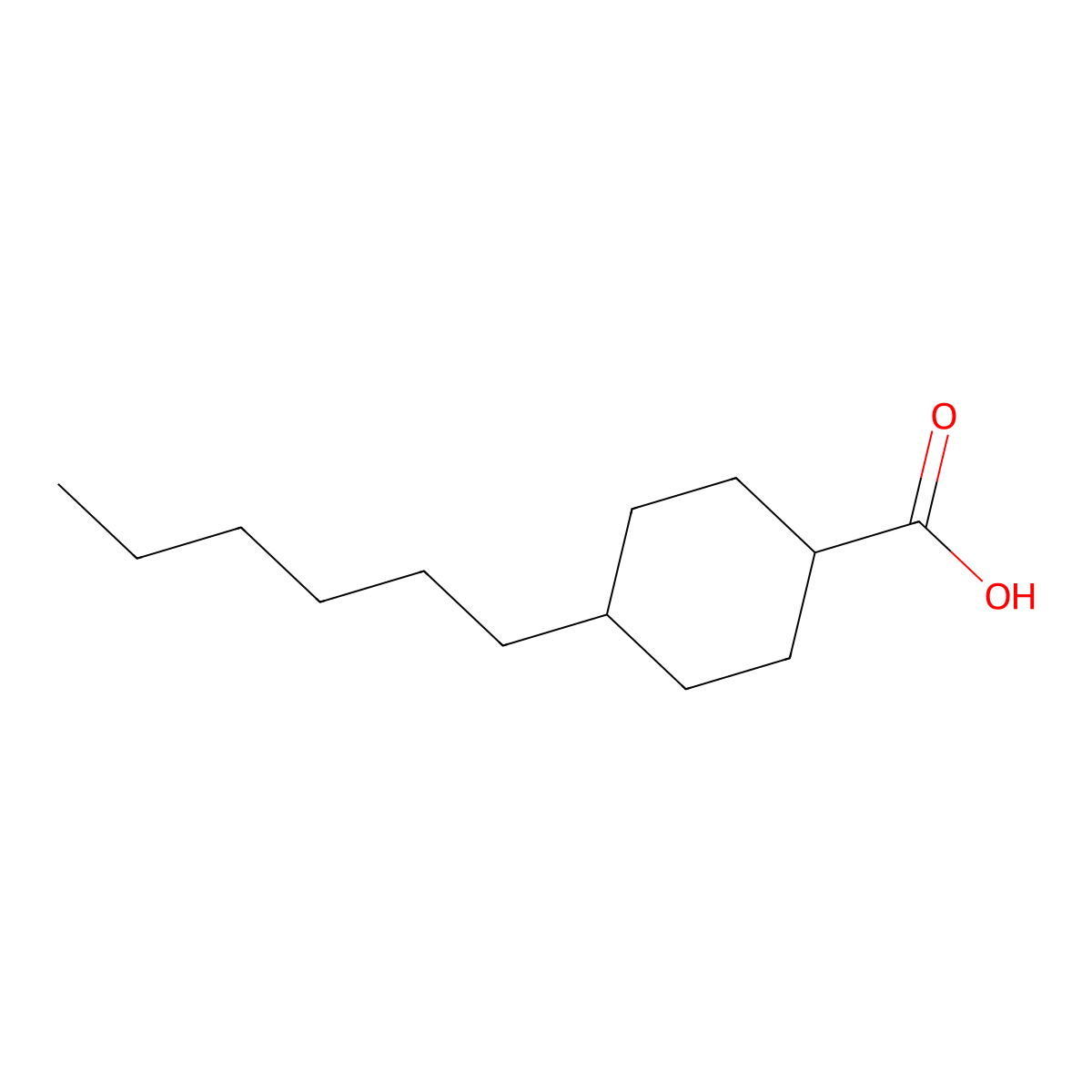 Cyclohexanecarboxylic acid, 4-hexyl- molecular structure, CAS 38289-30-4