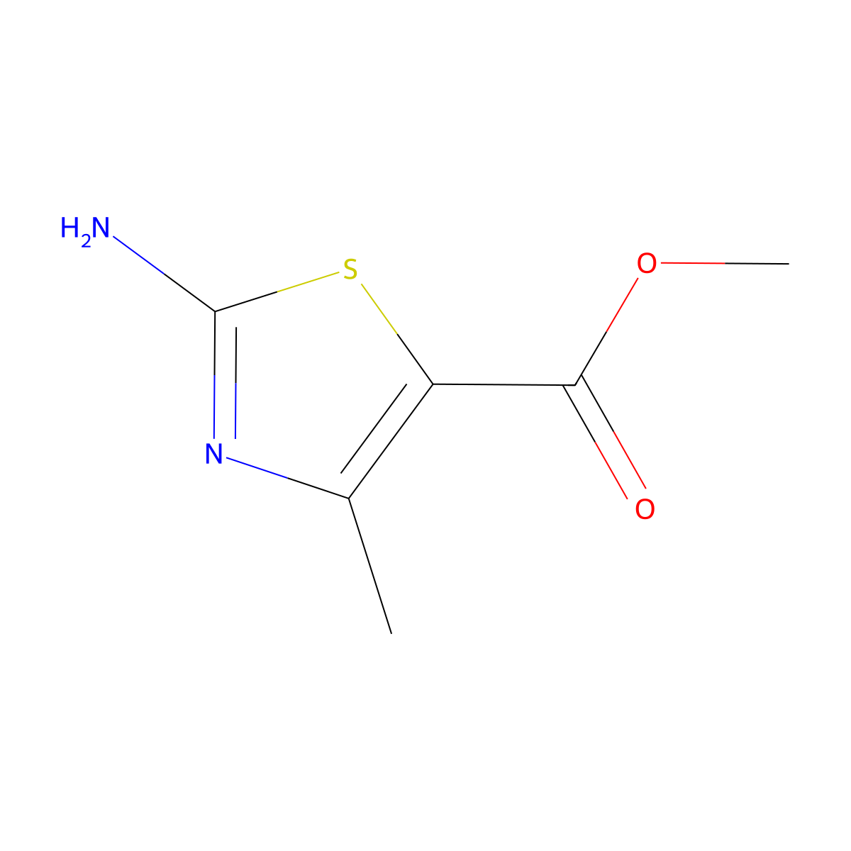 Methyl 2-amino-4-methyl-1,3-thiazole-5-carboxylate molecular structure, CAS 3829-80-9