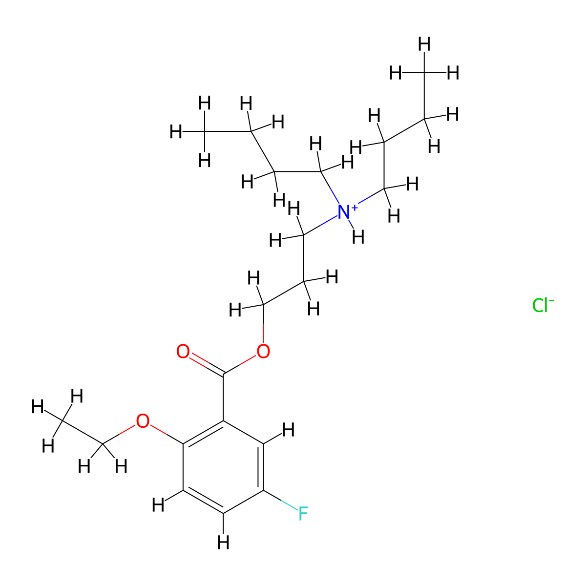 Benzoic acid, 2-ethoxy-5-fluoro-, 3-(dibutylamino)propyl ester, hydrochloride (1:1) molecular structure, CAS 3829-91-2