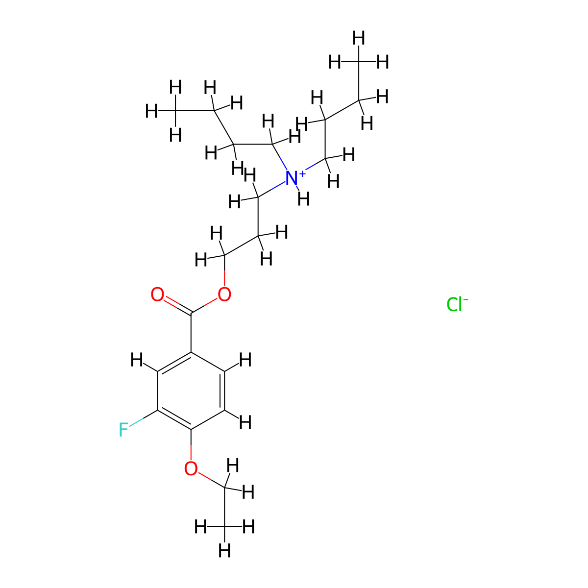 3-(Dibutylamino)propyl 4-ethoxy-3-fluorobenzoate--hydrogen chloride (1/1) molecular structure, CAS 3829-92-3