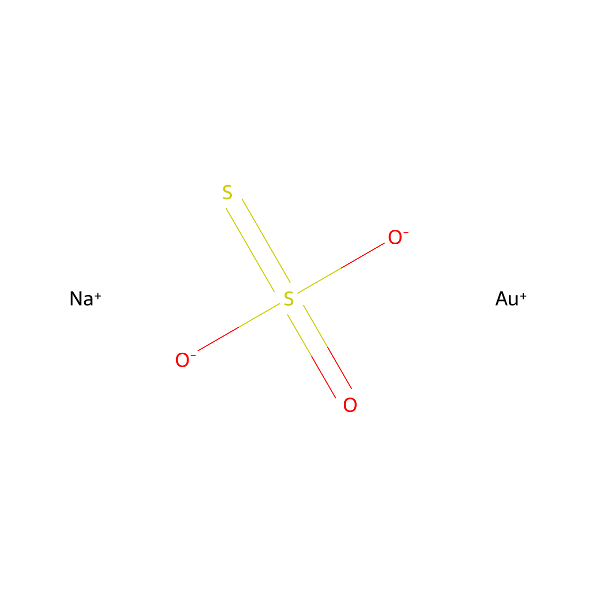 Thiosulfuric acid (H2S2O3), gold(1+) sodium salt (1:1:1) molecular structure, CAS 38295-16-8