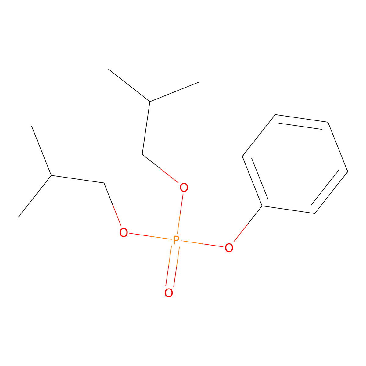 Bis(2-methylpropyl) phenyl phosphate molecular structure, CAS 38299-61-5