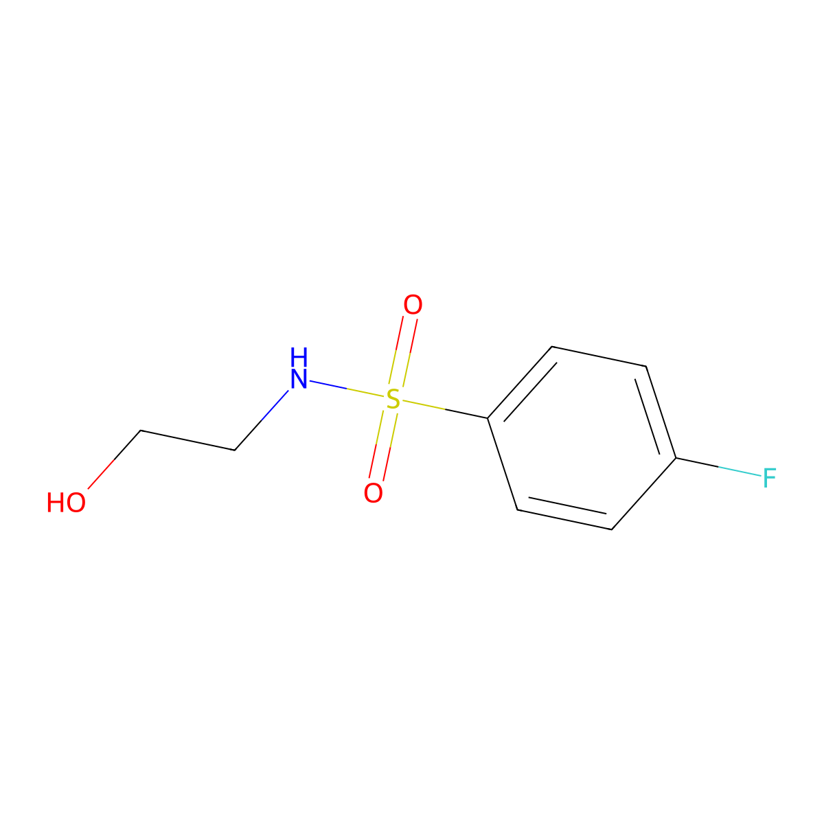 4-Fluoro-N-(2-hydroxyethyl)benzenesulfonamide molecular structure, CAS 383-49-3
