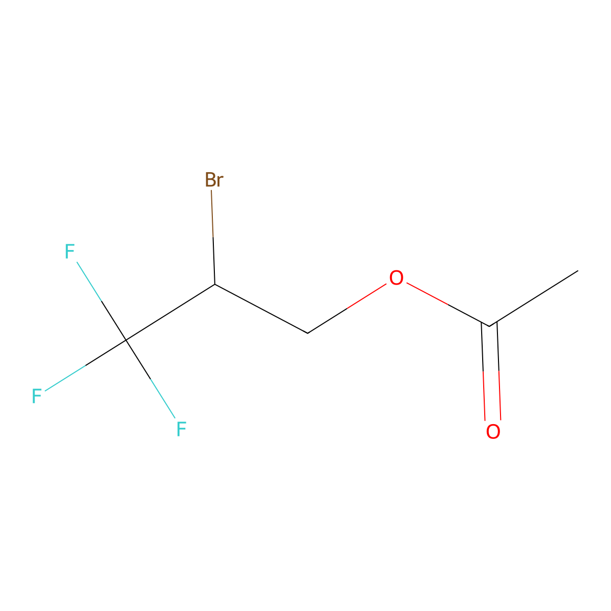 2-Bromo-3,3,3-trifluoropropyl acetate molecular structure, CAS 383-68-6