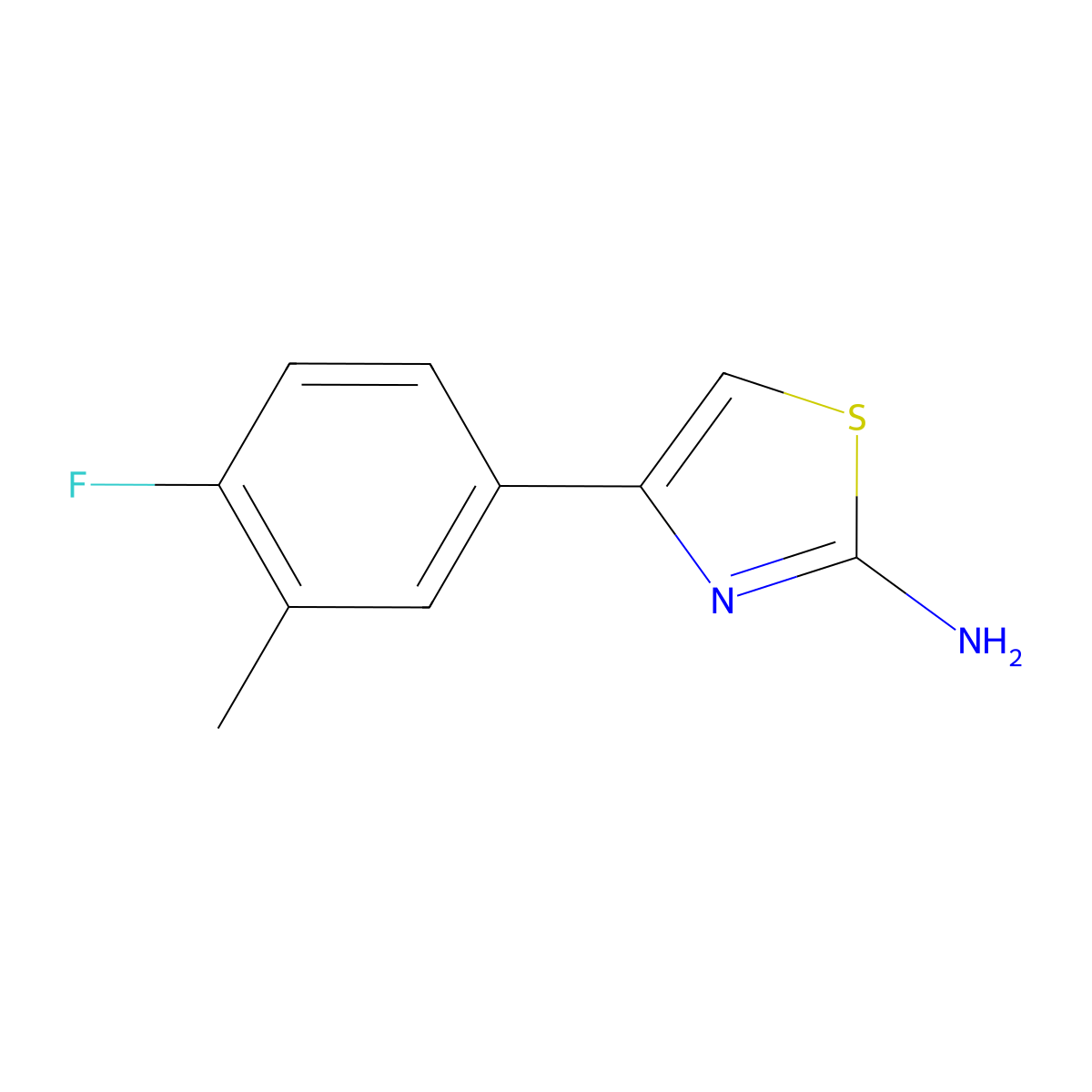 2-Amino-4-(4-fluoro-3-methylphenyl)-1,3-thiazole molecular structure, CAS 3830-48-6