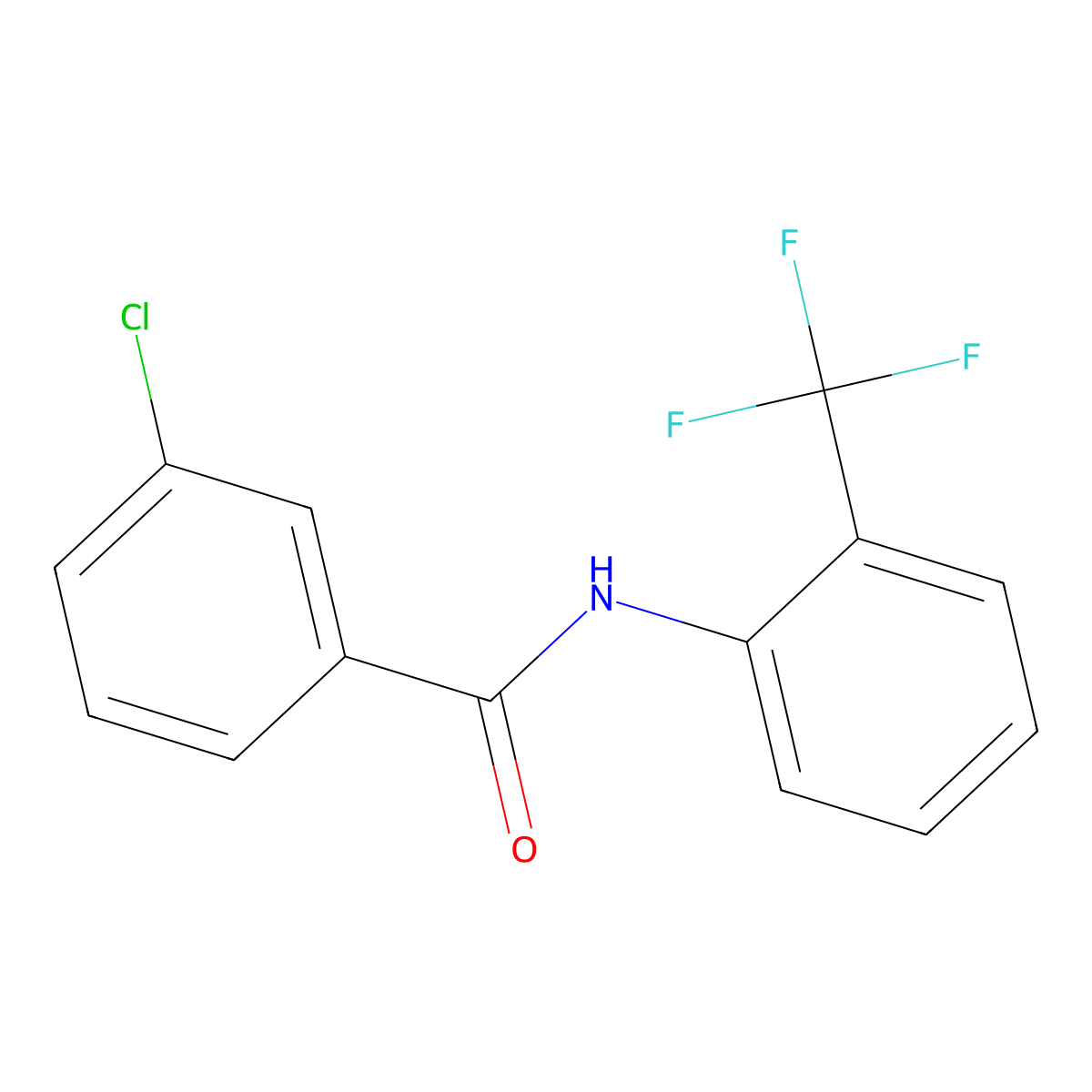 3-chloro-N-[2-(trifluoromethyl)phenyl]benzamide molecular structure, CAS 3830-64-6
