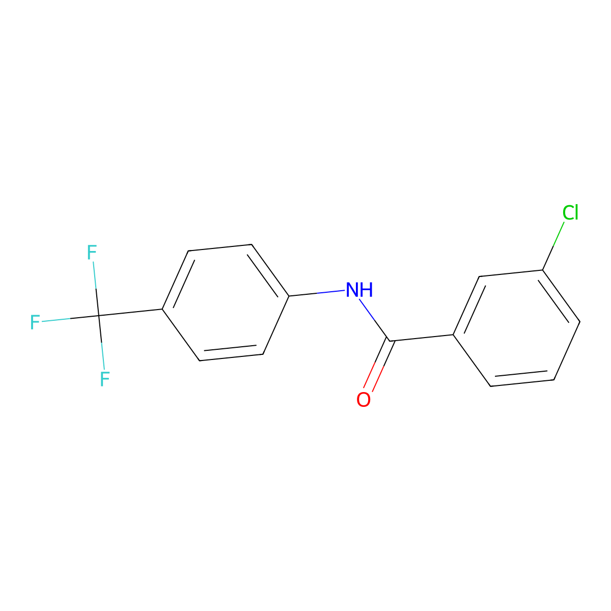 3-chloro-N-[4-(trifluoromethyl)phenyl]benzamide molecular structure, CAS 3830-66-8