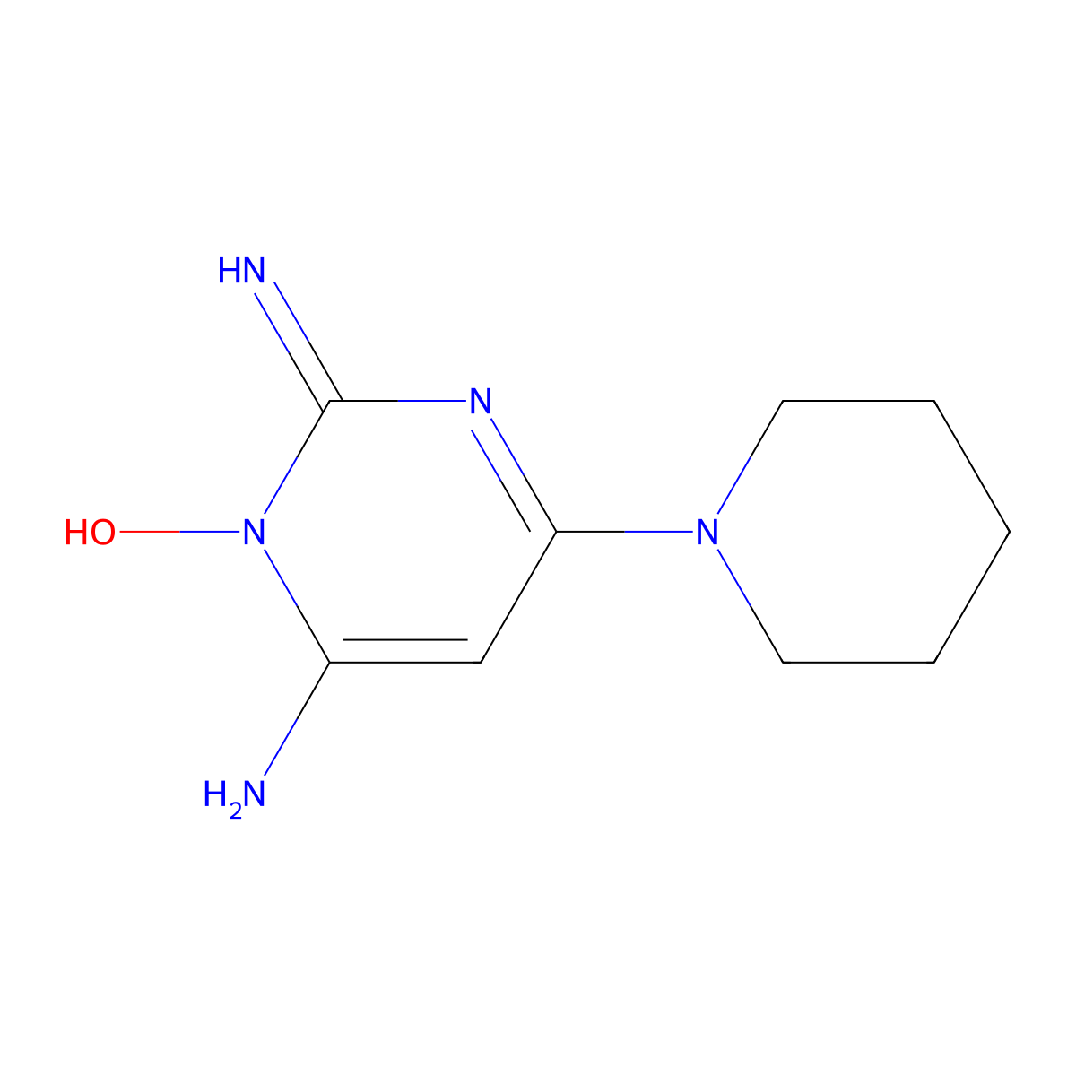 Minoxidil molecular structure, CAS 38304-91-5