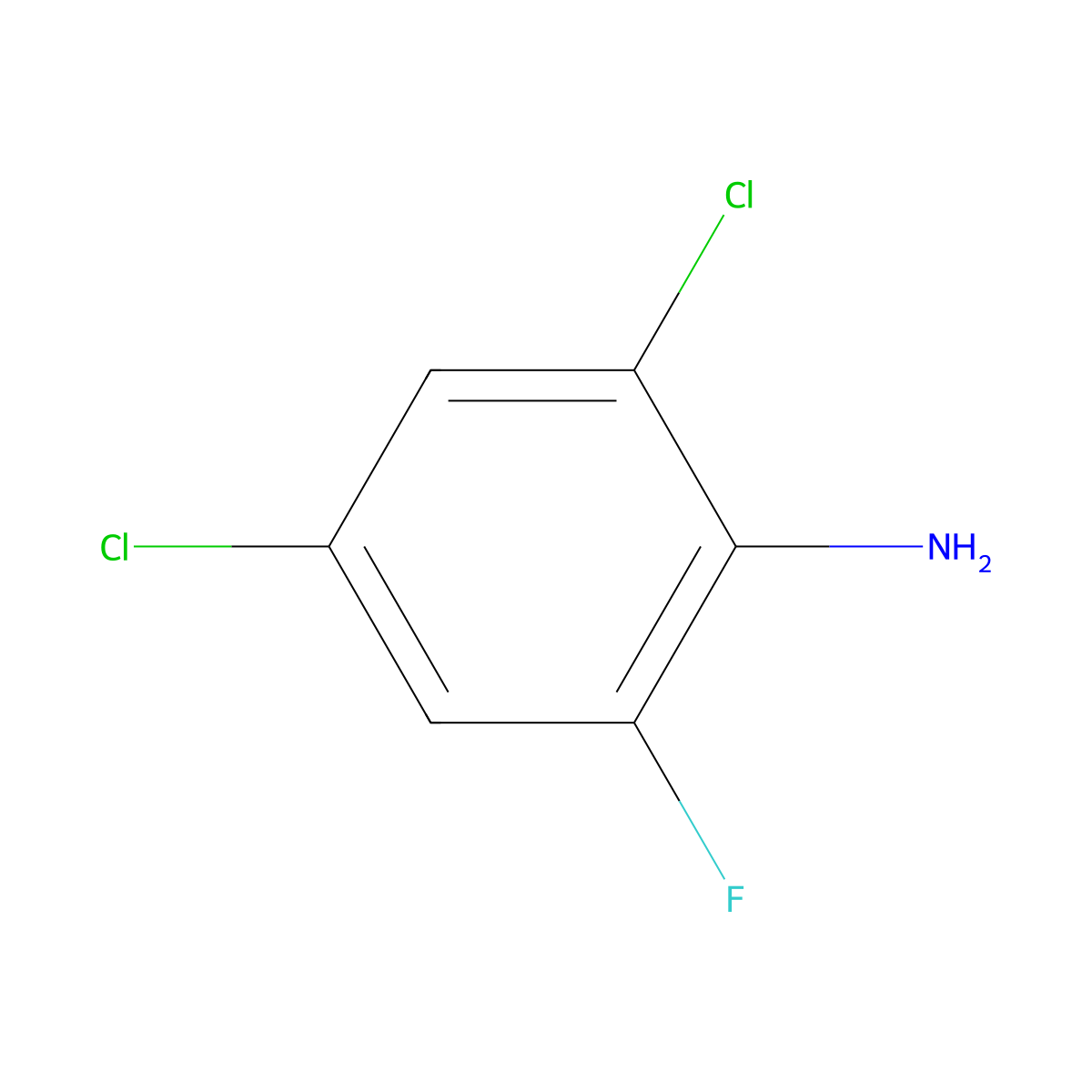 2,4-Dichloro-6-fluoroaniline molecular structure, CAS 3831-70-7