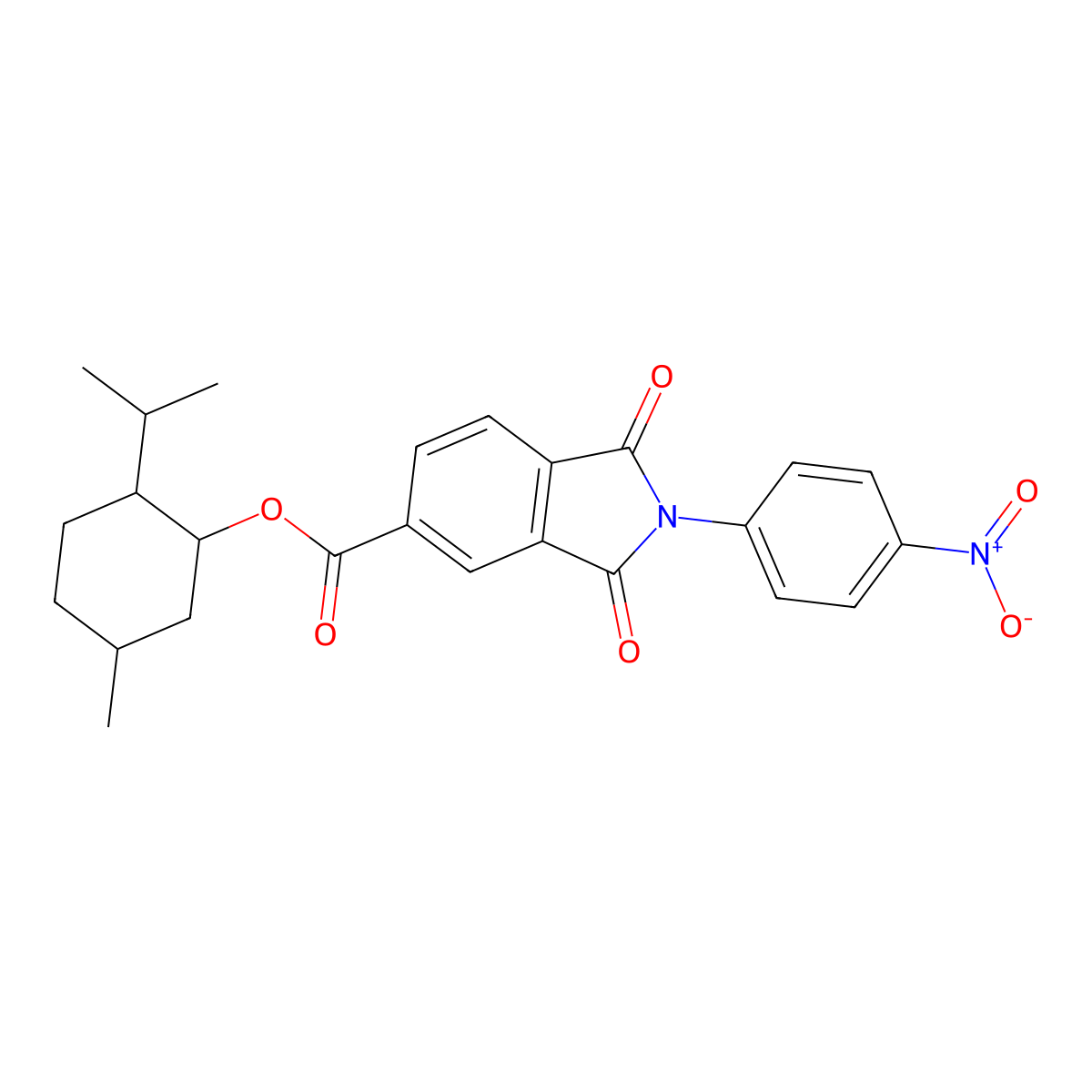 2-Isopropyl-5-methylcyclohexyl 2-{4-nitrophenyl}-1,3-dioxo-5-isoindolinecarboxylate molecular structure, CAS 383126-47-4