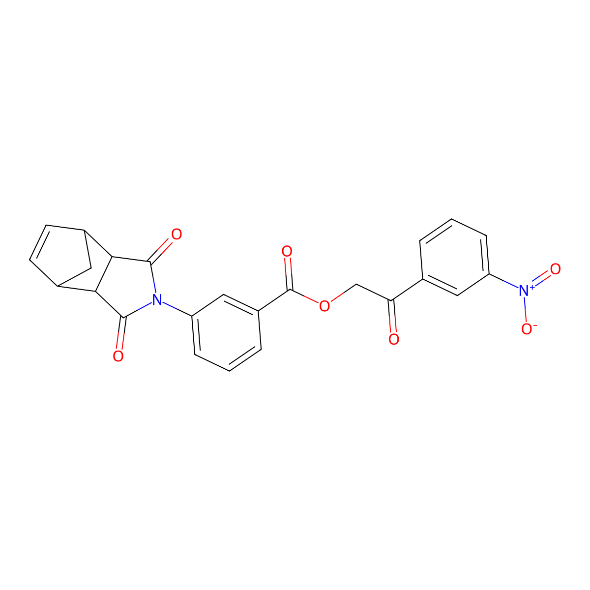 2-(3-nitrophenyl)-2-oxoethyl 3-(1,3-dioxo-1,3,3a,4,7,7a-hexahydro-2H-4,7-methanoisoindol-2-yl)benzoate molecular structure, CAS 383126-63-4
