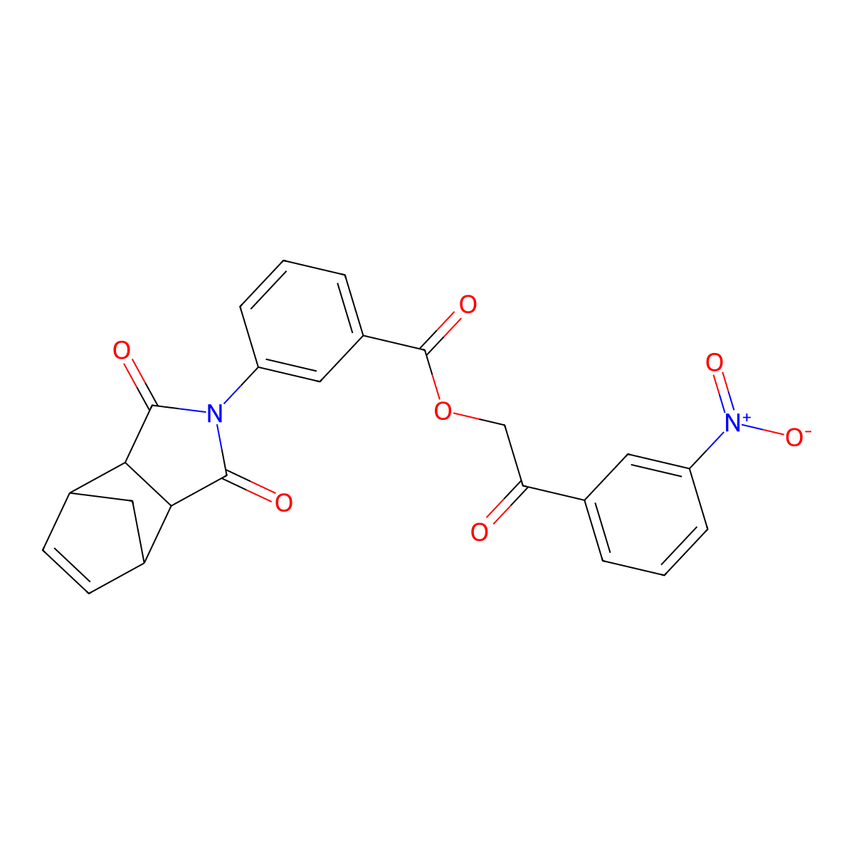2-(3-nitrophenyl)-2-oxoethyl 3-(1,3-dioxo-1,3,3a,4,7,7a-hexahydro-2H-4,7-methanoisoindol-2-yl)benzoate molecular structure, CAS 383126-63-4
