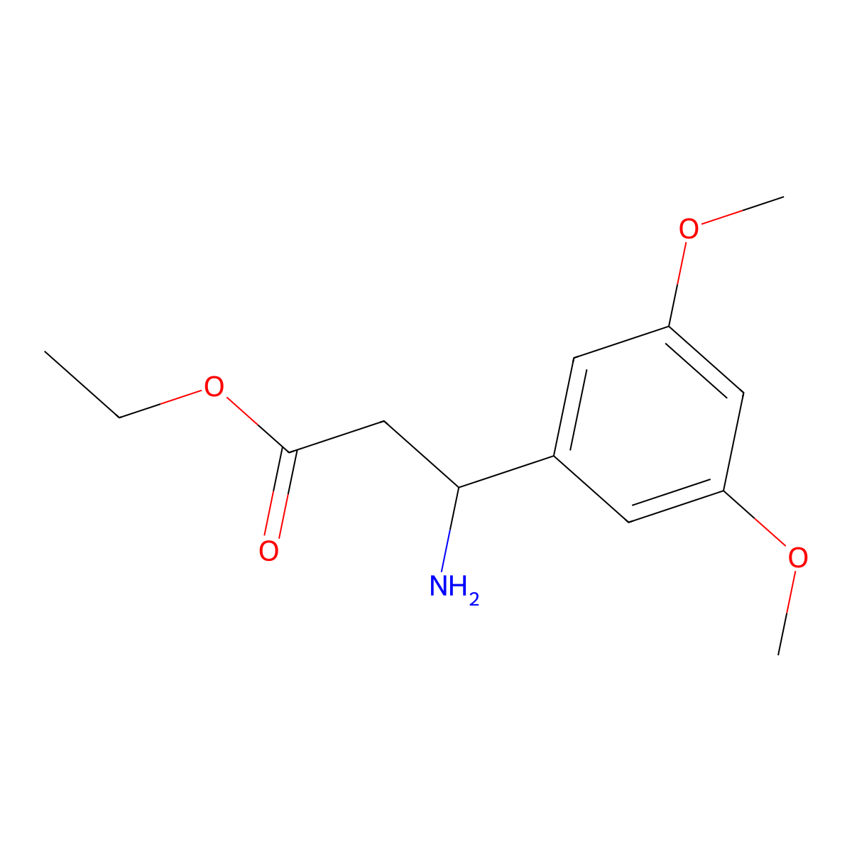 Ethyl 3-amino-3-(3,5-dimethoxyphenyl)propanoate molecular structure, CAS 383126-69-0