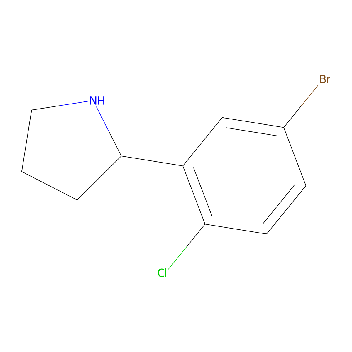 2-(5-Bromo-2-chlorophenyl)pyrrolidine molecular structure, CAS 383127-78-4