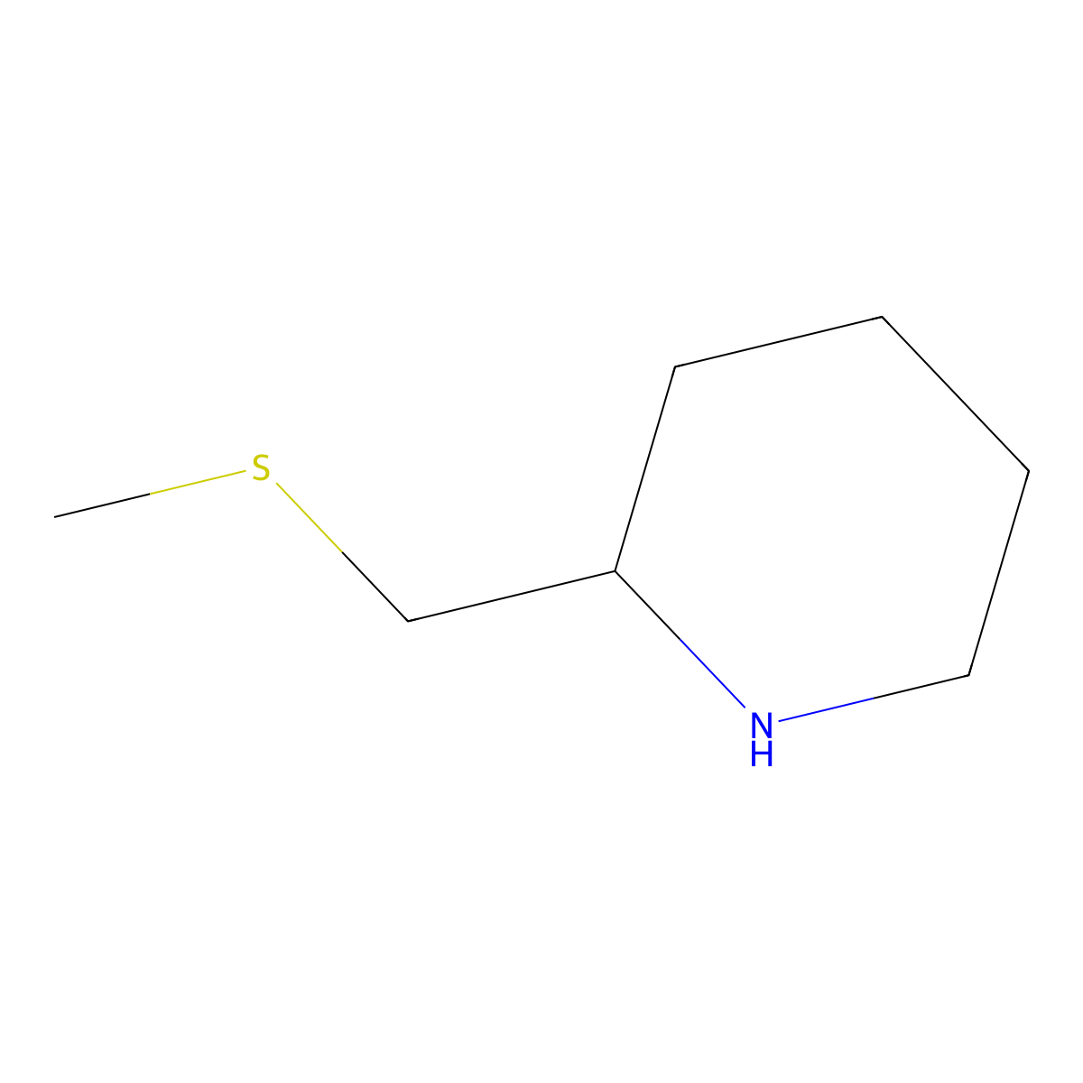 2-[(Methylsulfanyl)methyl]piperidine molecular structure, CAS 383127-99-9
