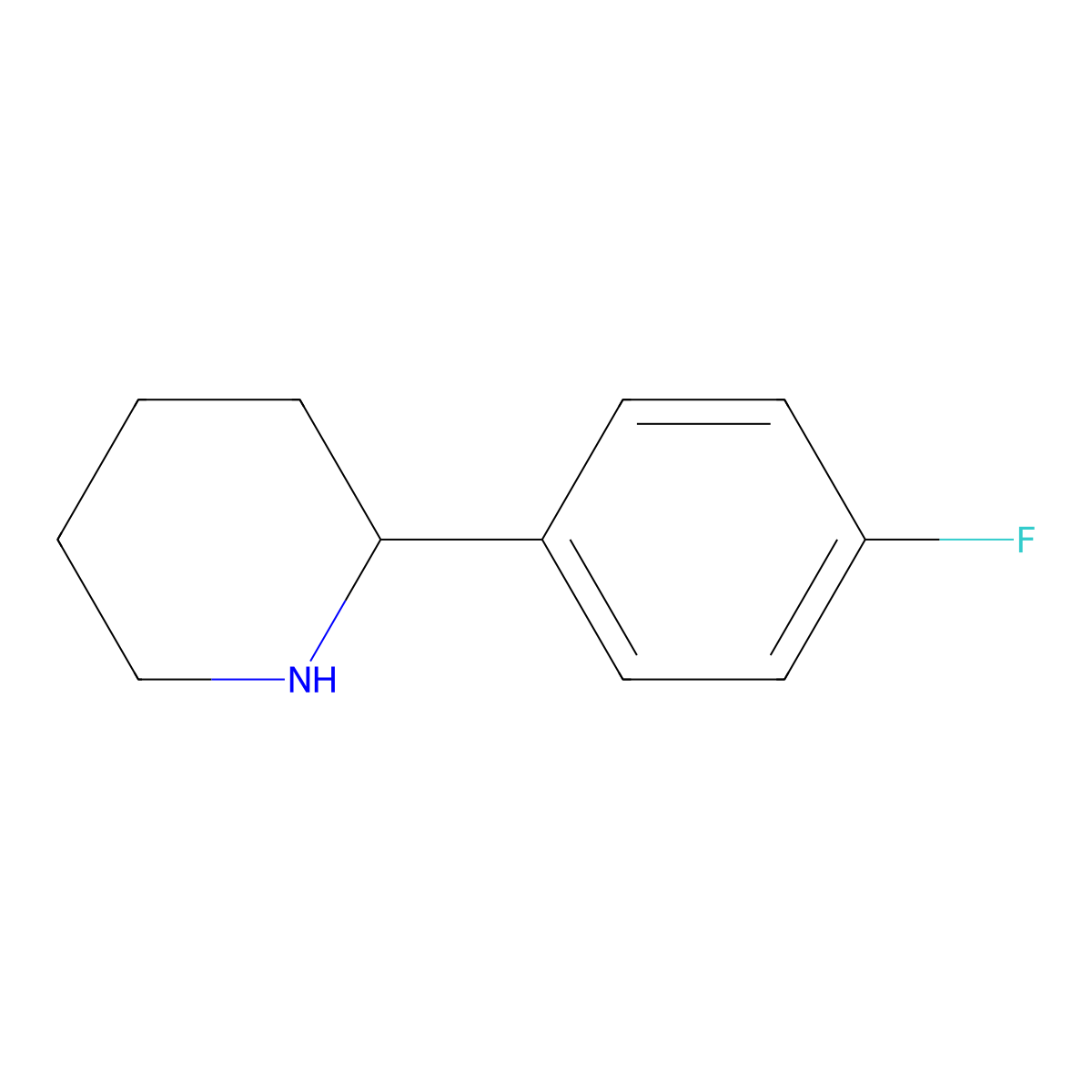 2-(4-Fluorophenyl)piperidine molecular structure, CAS 383128-03-8