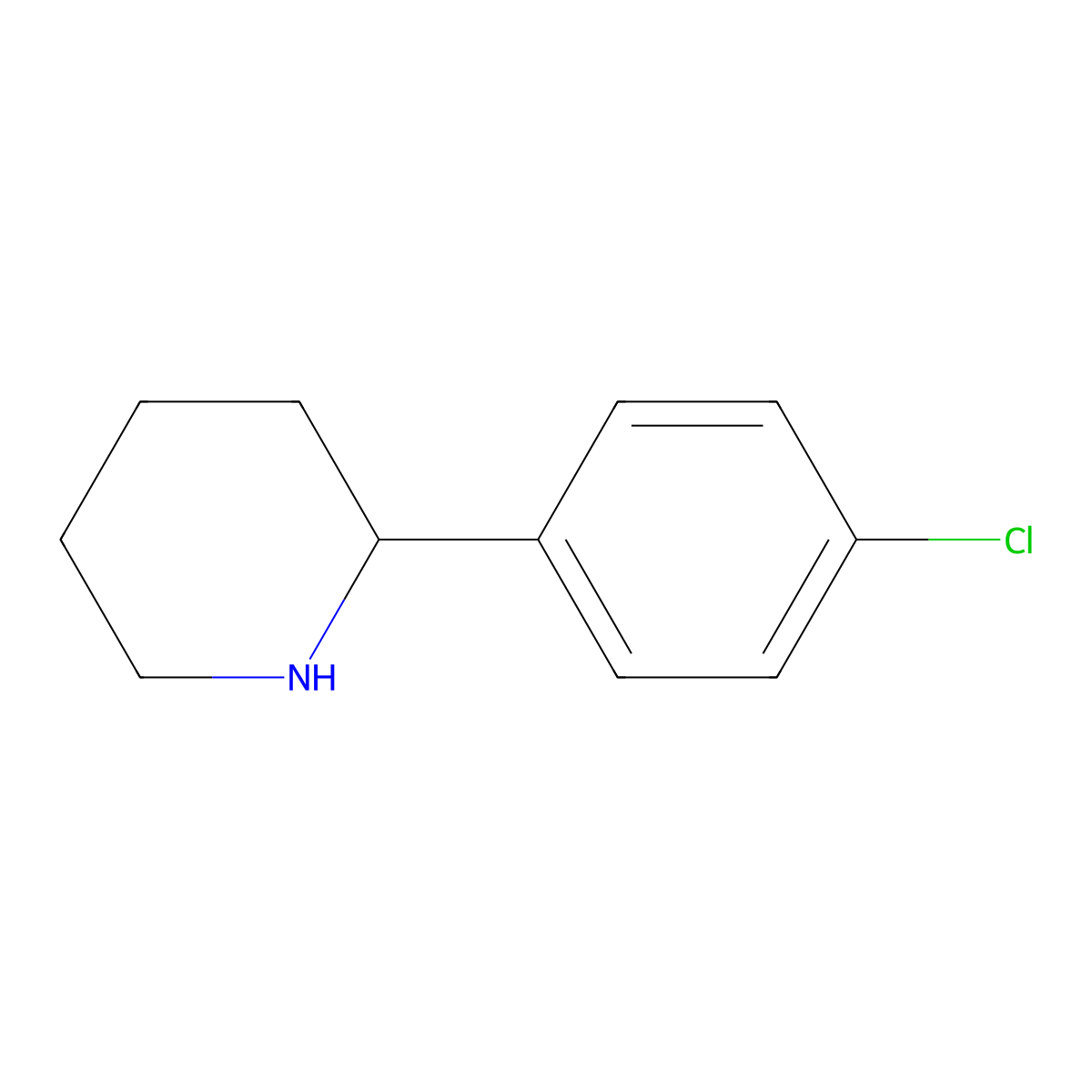 2-(4-Chlorophenyl)piperidine molecular structure, CAS 383128-09-4