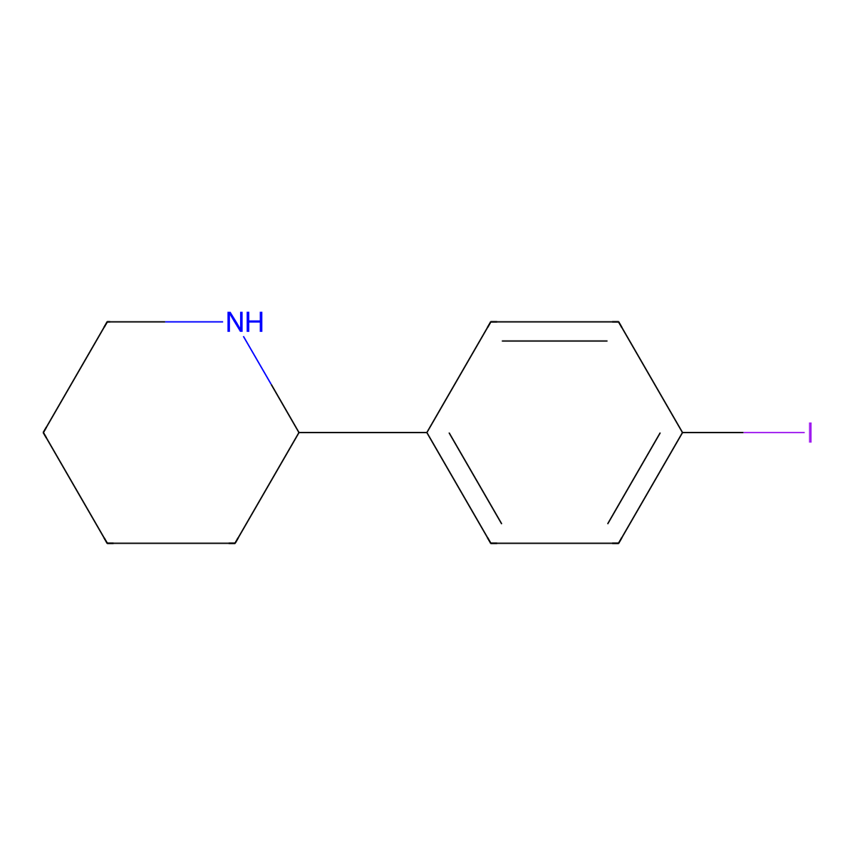 2-(4-Iodophenyl)piperidine molecular structure, CAS 383128-13-0