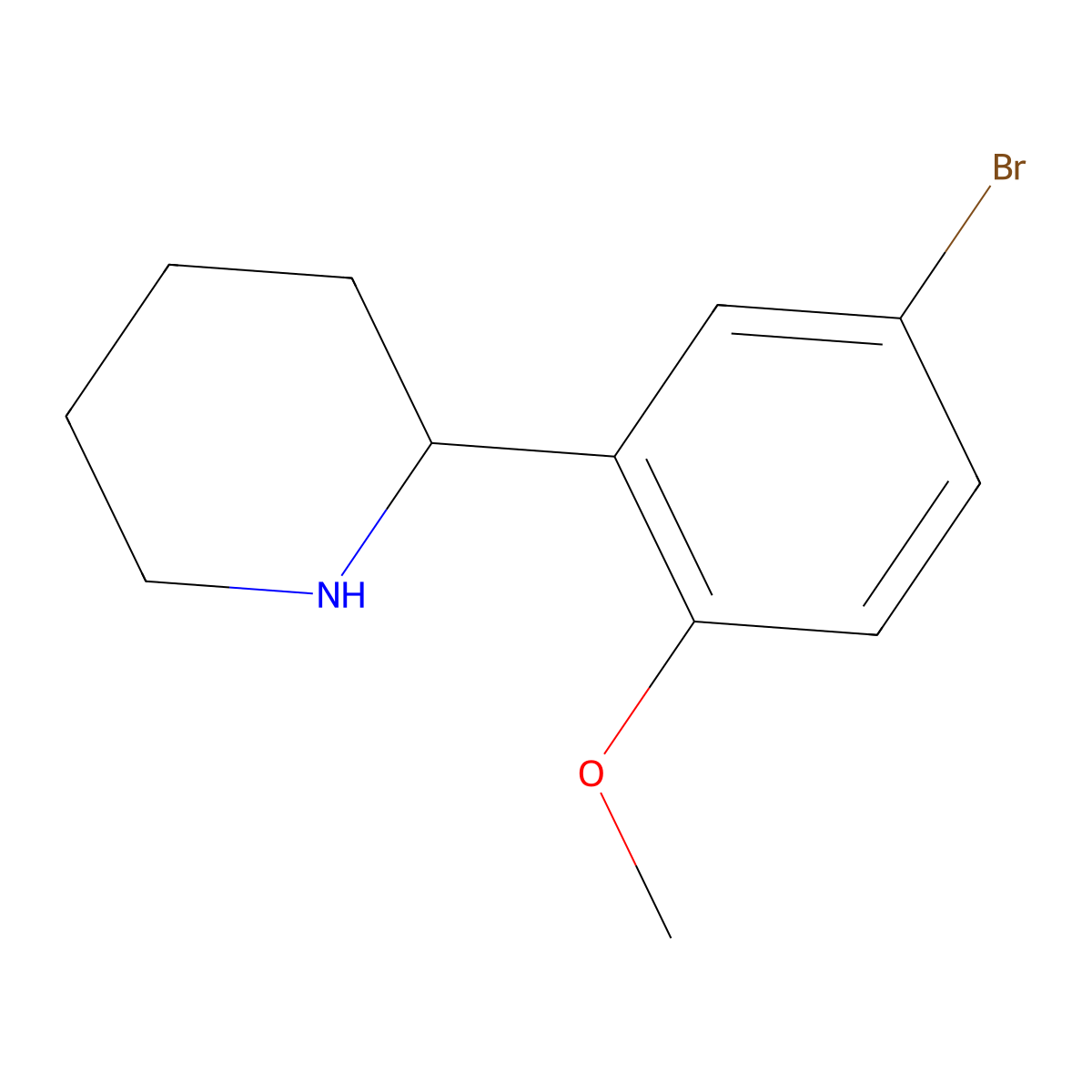2-(5-Bromo-2-methoxyphenyl)piperidine molecular structure, CAS 383128-62-9