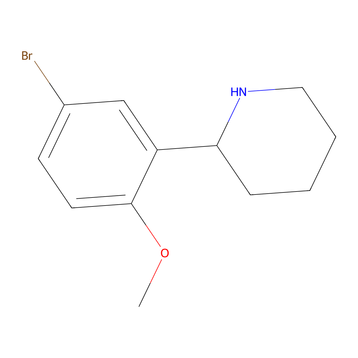 2-(5-Bromo-2-methoxyphenyl)piperidine molecular structure, CAS 383128-62-9
