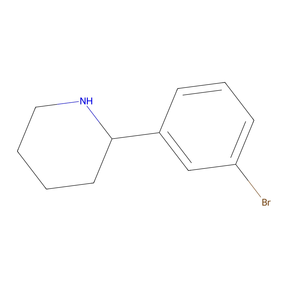 2-(3-Bromophenyl)piperidine molecular structure, CAS 383128-74-3