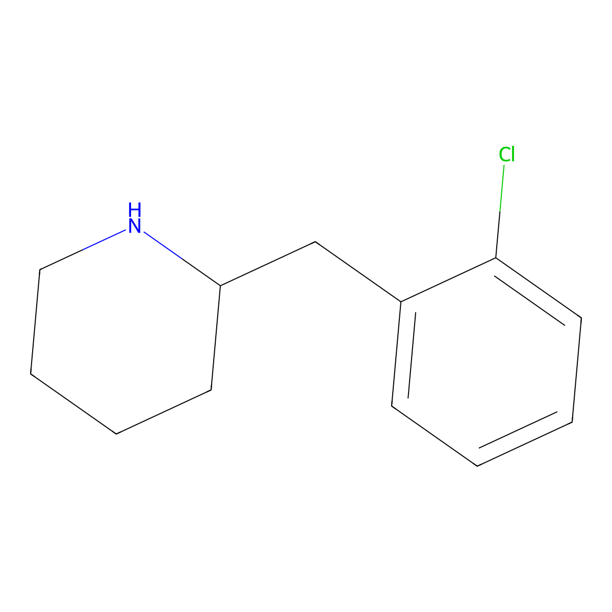 2-[(2-Chlorophenyl)methyl]piperidine molecular structure, CAS 383128-77-6