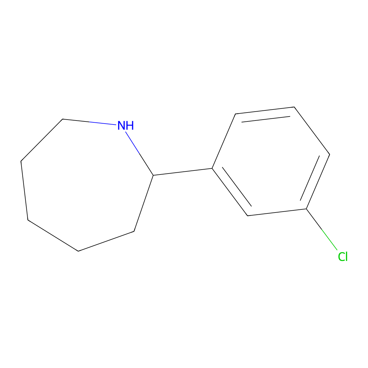 2-(3-Chlorophenyl)azepane molecular structure, CAS 383129-21-3