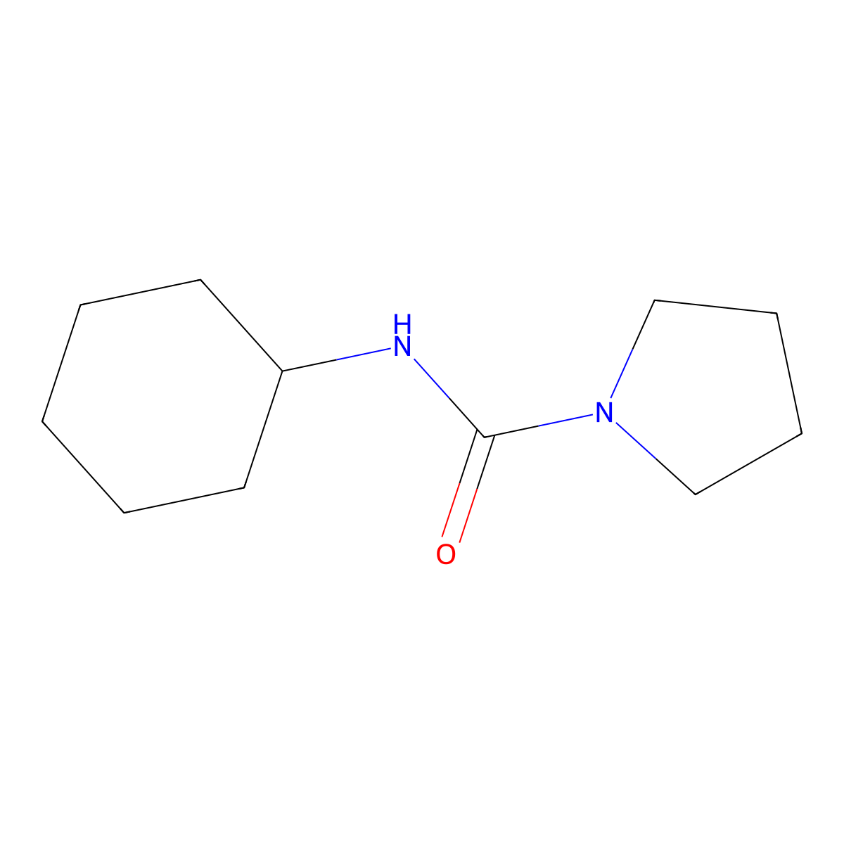 N-cyclohexyl-1-pyrrolidinecarboxamide molecular structure, CAS 38313-19-8
