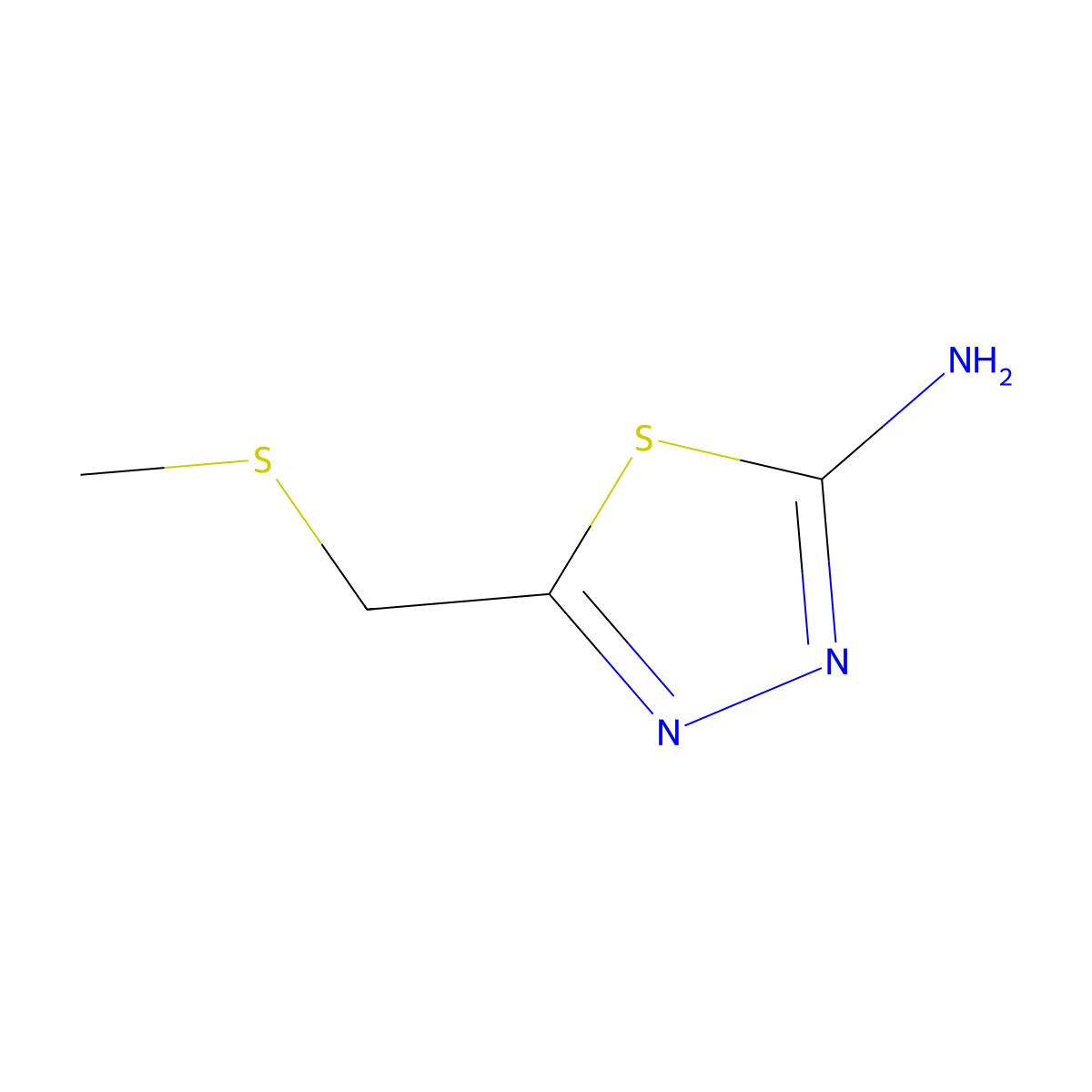 5-[(Methylsulfanyl)methyl]-1,3,4-thiadiazol-2-ylamine molecular structure, CAS 383130-36-7