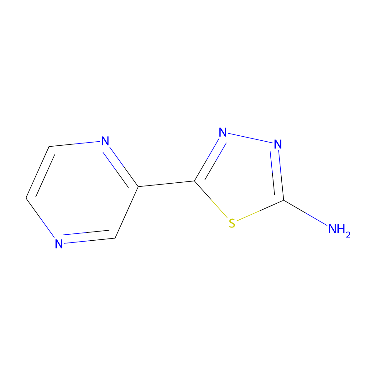 5-(2-Pyrazinyl)-1,3,4-thiadiazol-2-amine molecular structure, CAS 383130-62-9
