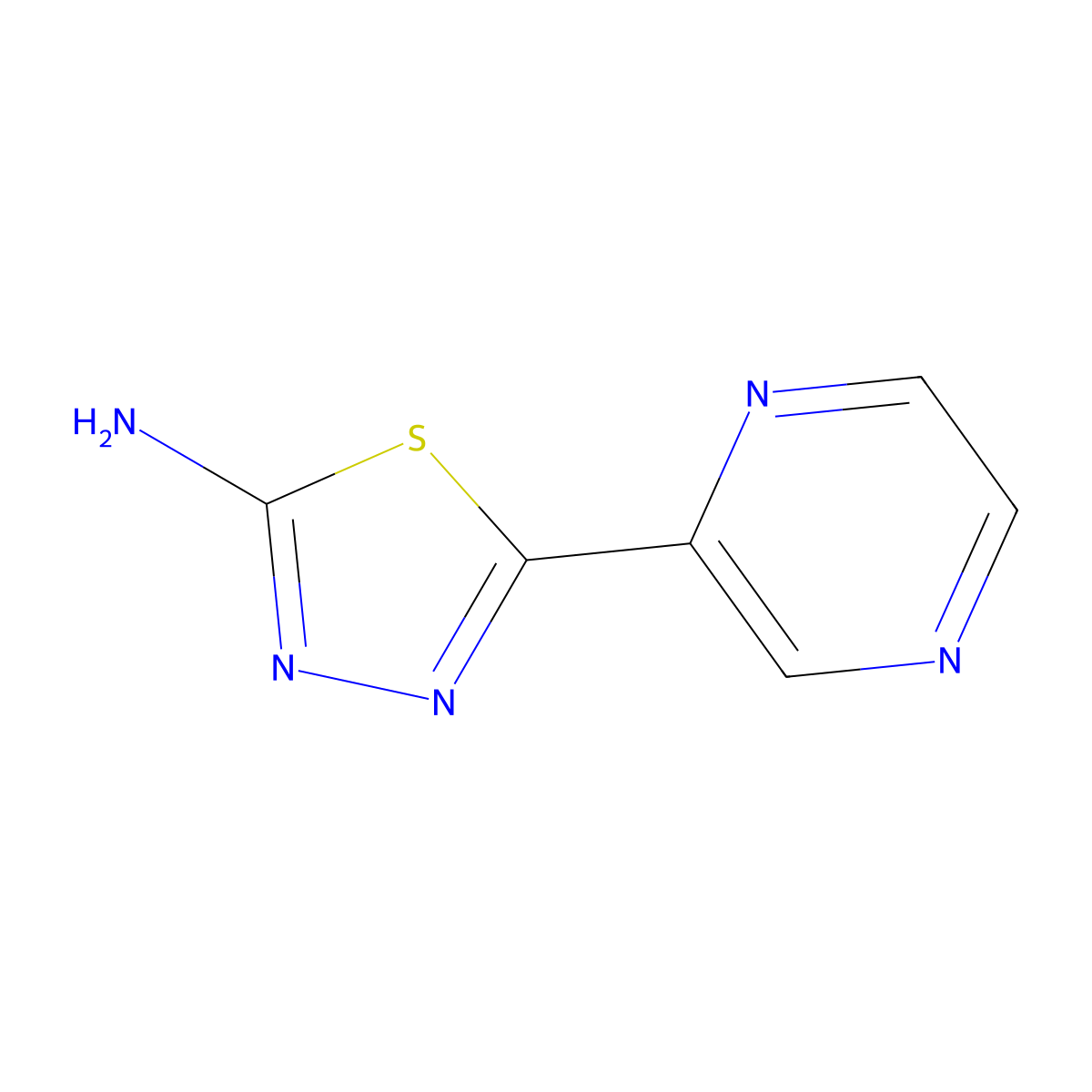 5-(2-Pyrazinyl)-1,3,4-thiadiazol-2-amine molecular structure, CAS 383130-62-9