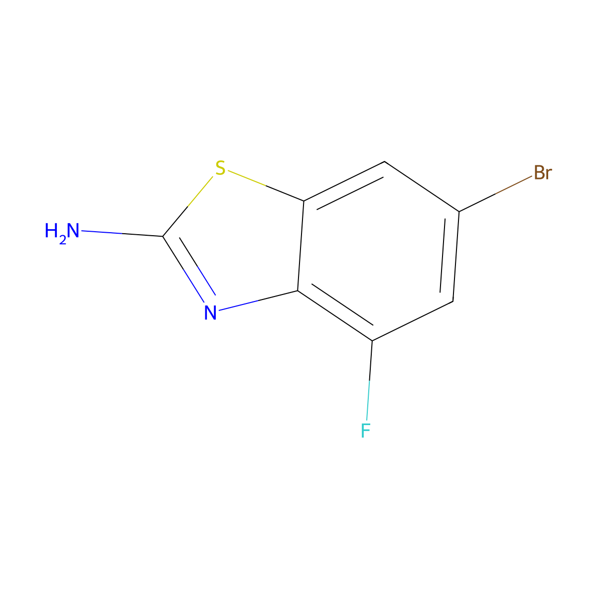 6-Bromo-4-fluoro-1,3-benzothiazol-2-amine molecular structure, CAS 383131-45-1