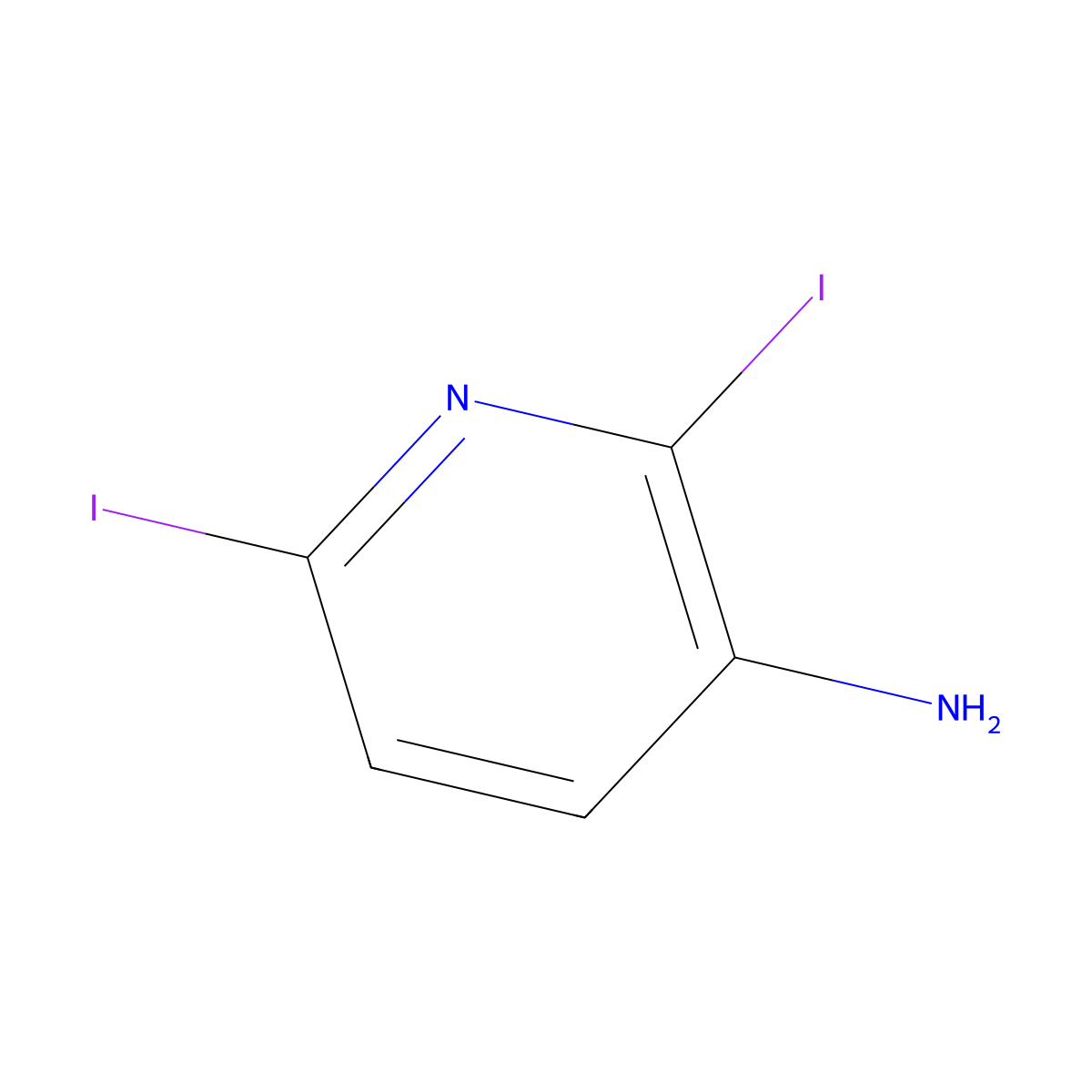 2,6-Diiodopyridin-3-amine molecular structure, CAS 383131-50-8