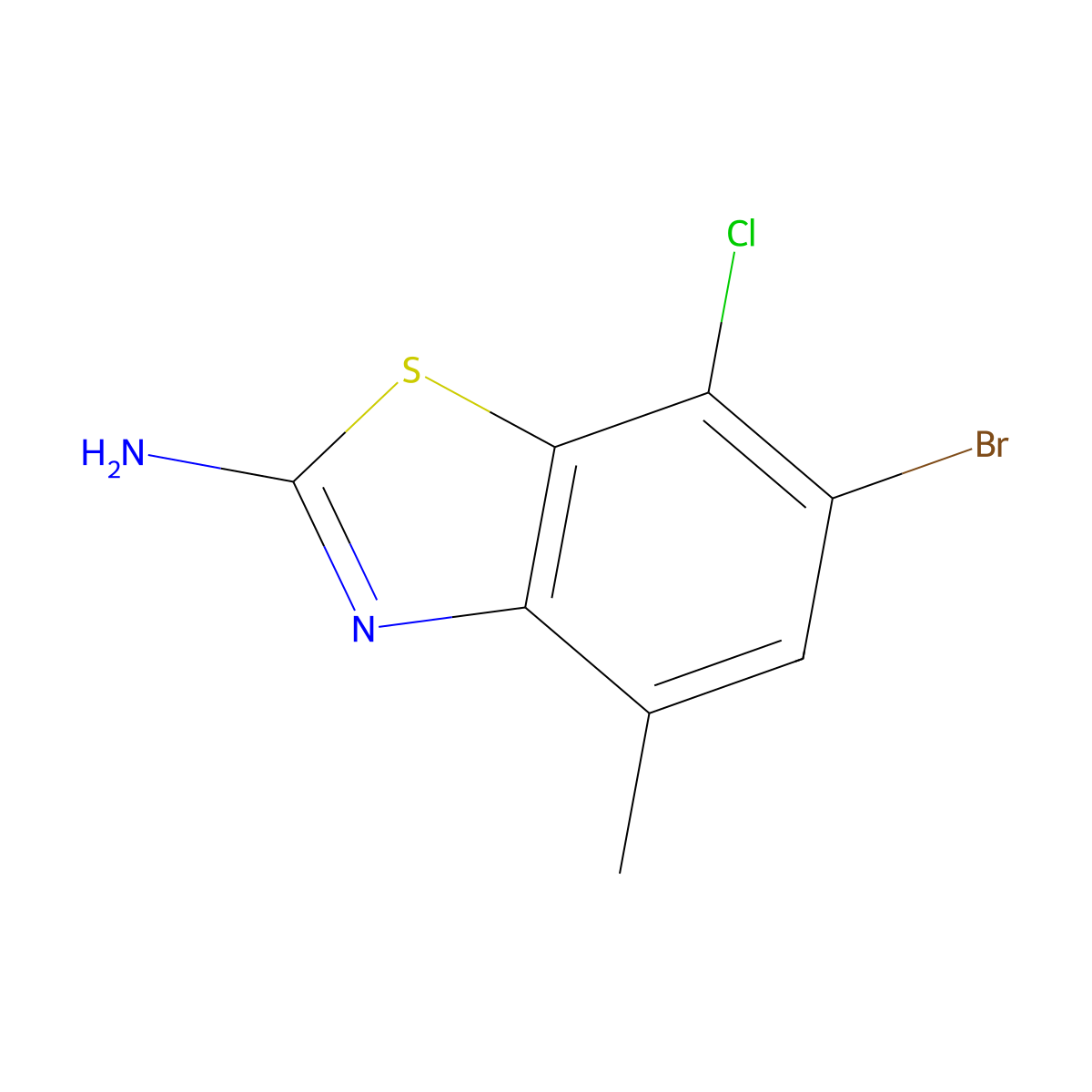 6-Bromo-7-chloro-4-methyl-1,3-benzothiazol-2-amine molecular structure, CAS 383131-53-1