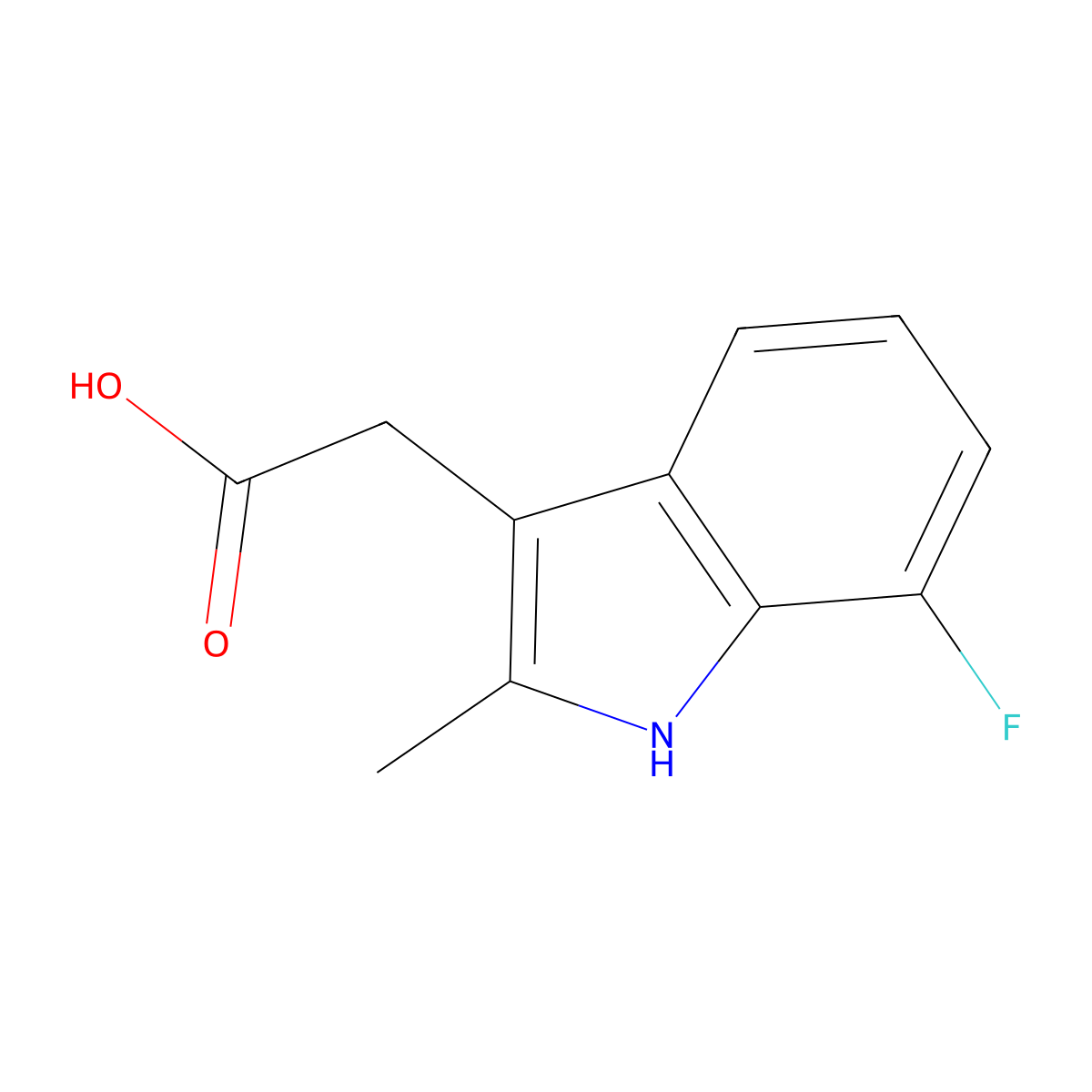 (7-fluoro-2-methyl-1H-indol-3-yl)acetic acid molecular structure, CAS 383131-67-7