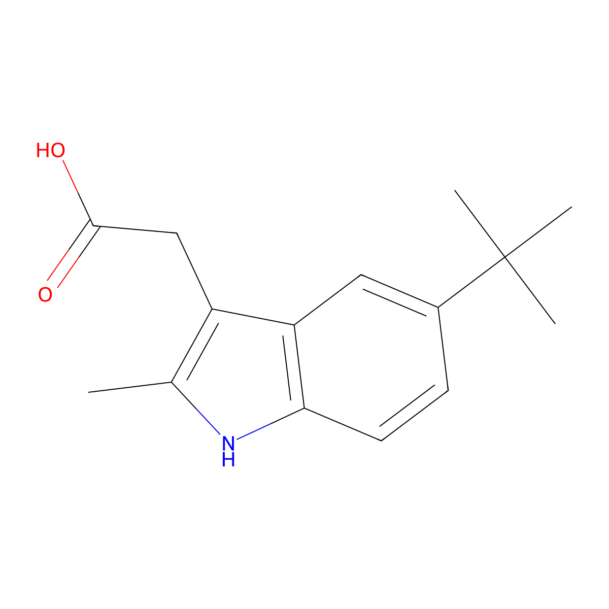 (5-tert-butyl-2-methyl-1H-indol-3-yl)acetic acid molecular structure, CAS 383131-81-5