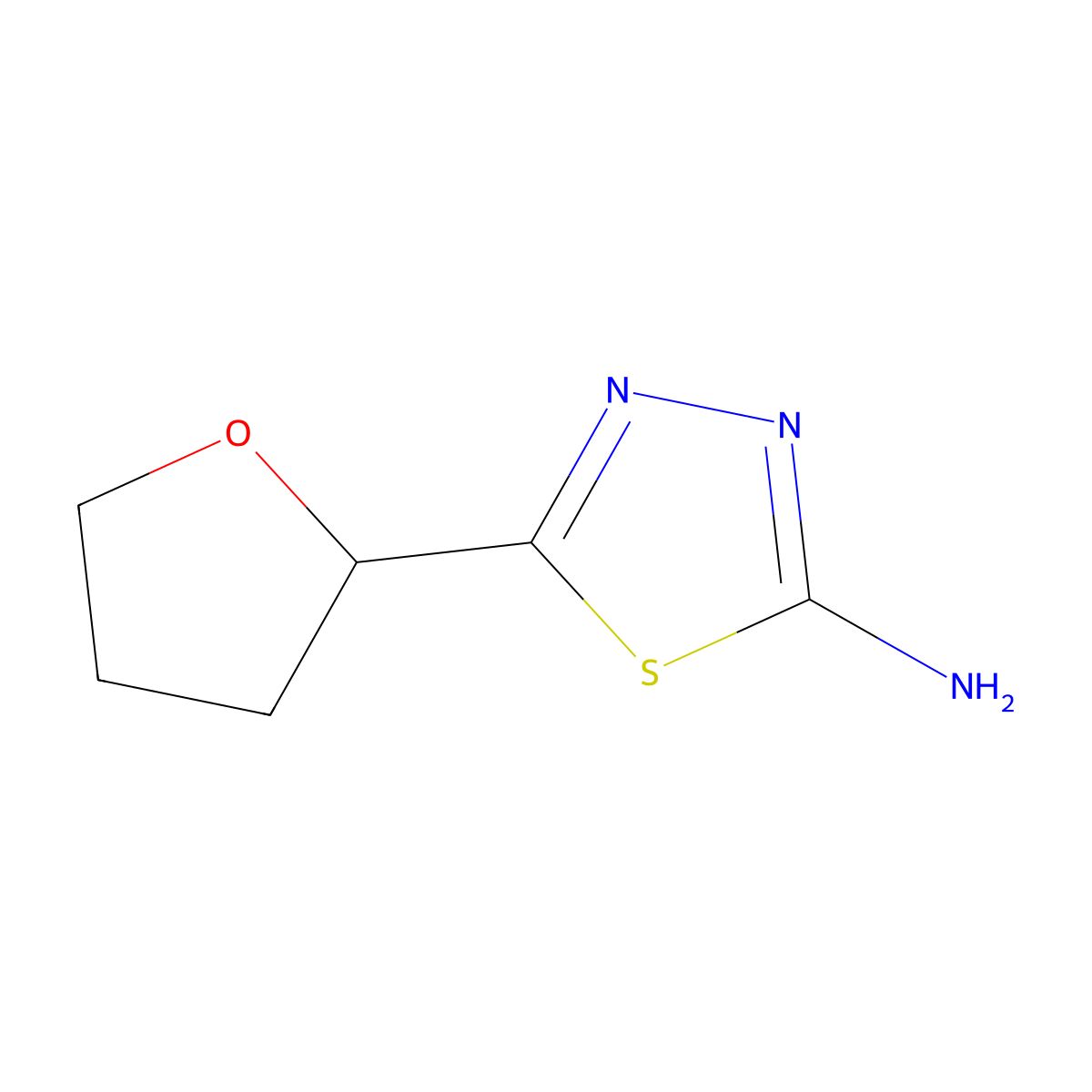 5-(Oxolan-2-yl)-1,3,4-thiadiazol-2-amine molecular structure, CAS 383131-87-1