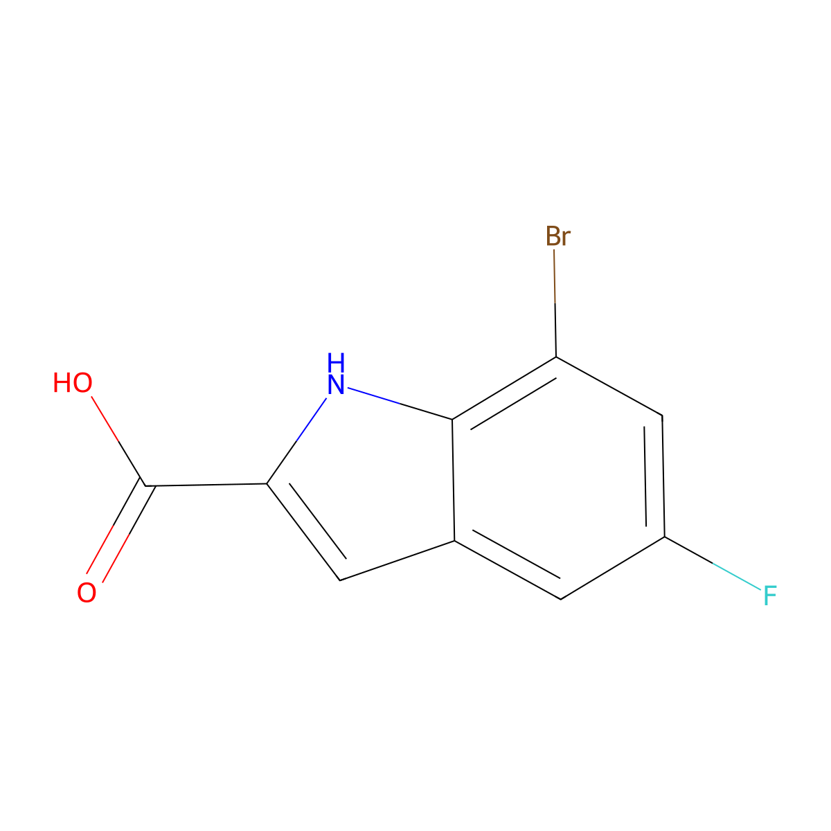 7-bromo-5-fluoro-1H-indole-2-carboxylic acid molecular structure, CAS 383132-21-6