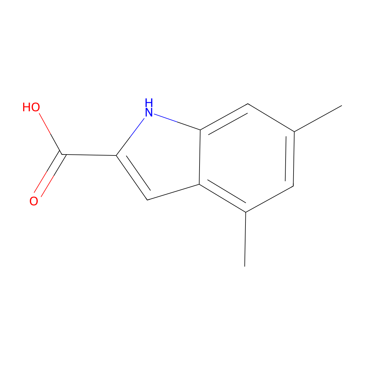 4,6-dimethyl-1H-indole-2-carboxylic Acid molecular structure, CAS 383132-27-2