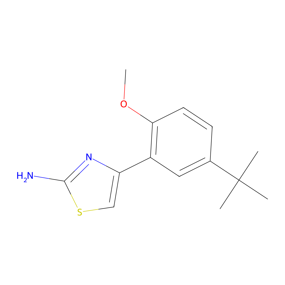 4-(5-Tert-butyl-2-methoxyphenyl)-1,3-thiazol-2-amine molecular structure, CAS 383132-28-3