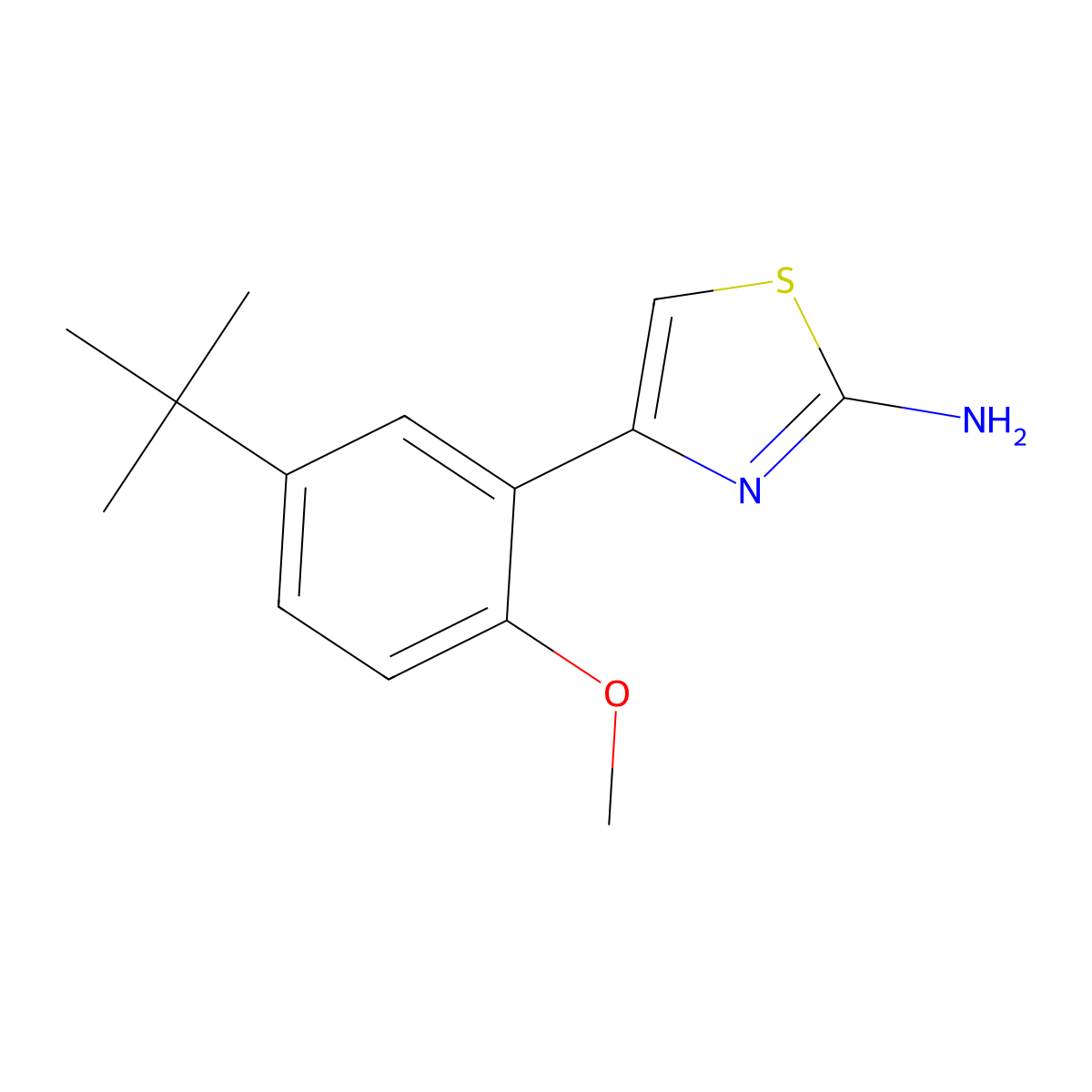 4-(5-Tert-butyl-2-methoxyphenyl)-1,3-thiazol-2-amine molecular structure, CAS 383132-28-3