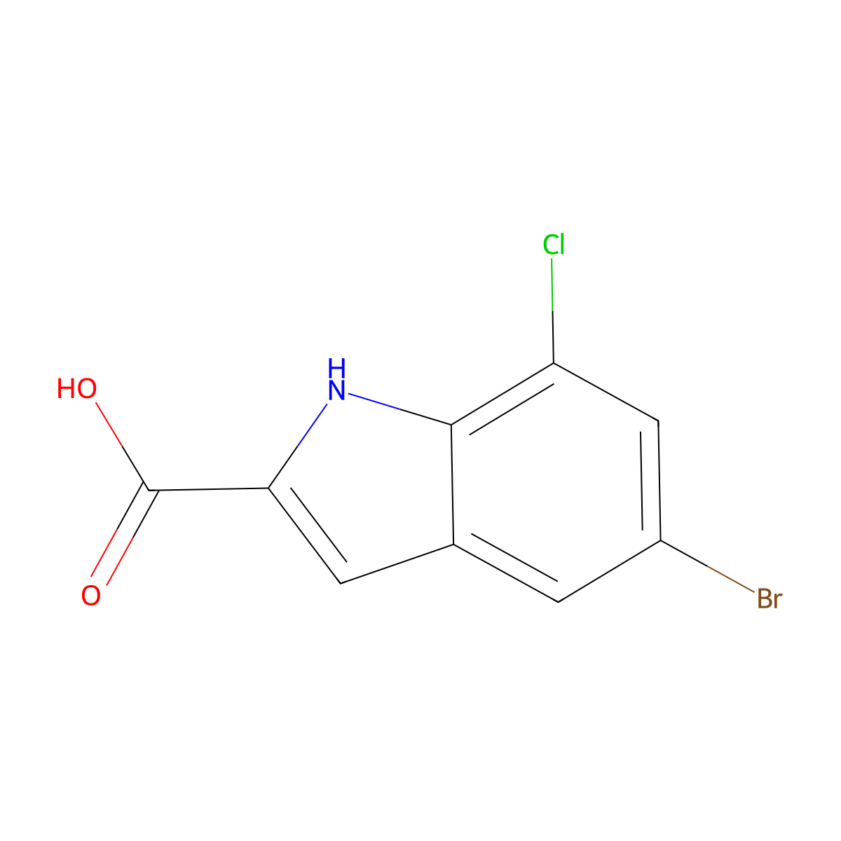 5-Bromo-7-chloro-1H-indole-2-carboxylic acid molecular structure, CAS 383132-31-8