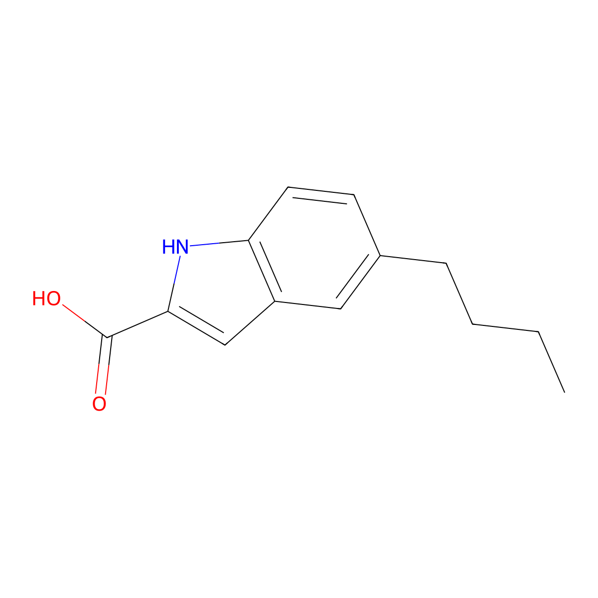 5-butyl-1H-indole-2-carboxylic Acid molecular structure, CAS 383132-43-2