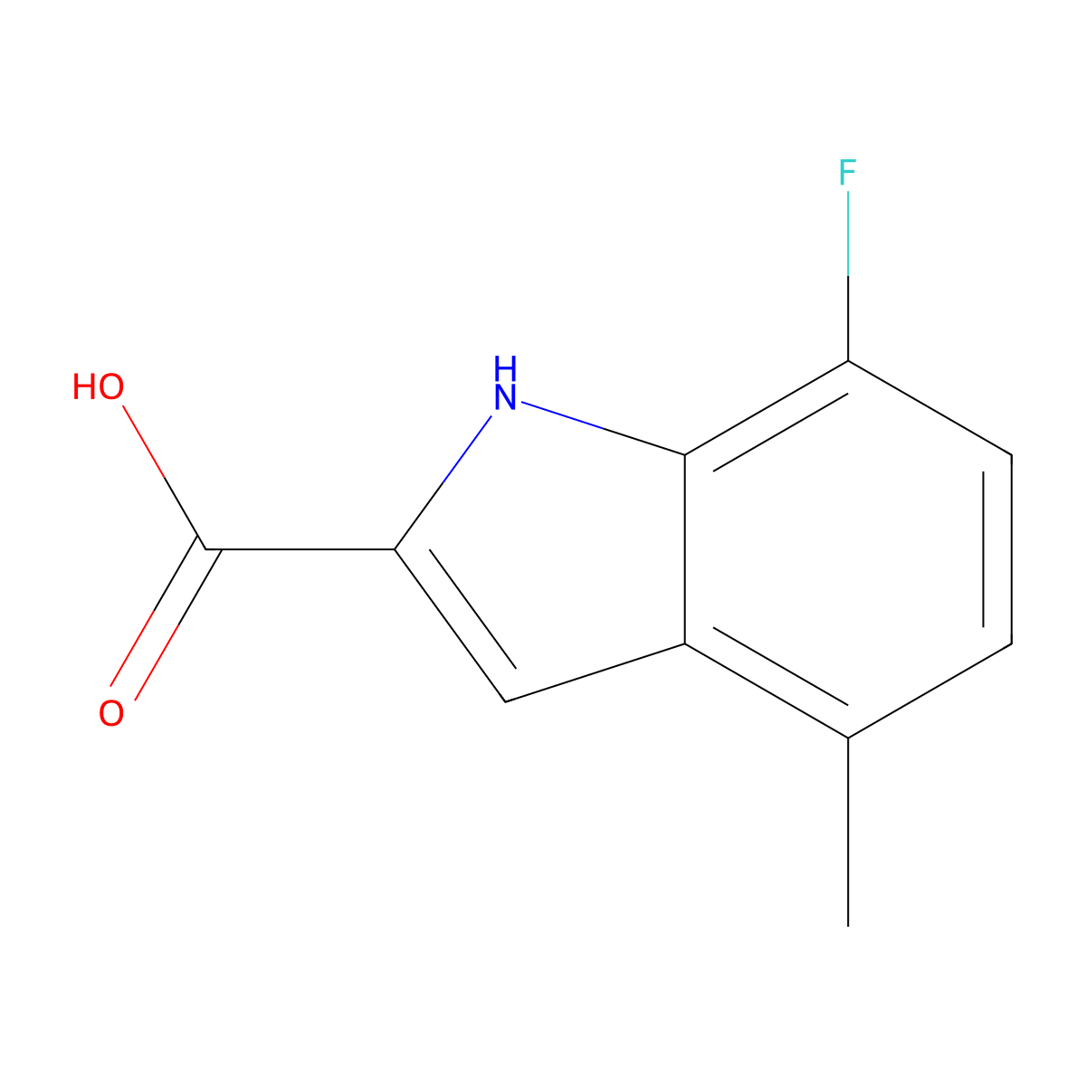 7-fluoro-4-methyl-1H-indole-2-carboxylic acid molecular structure, CAS 383132-49-8