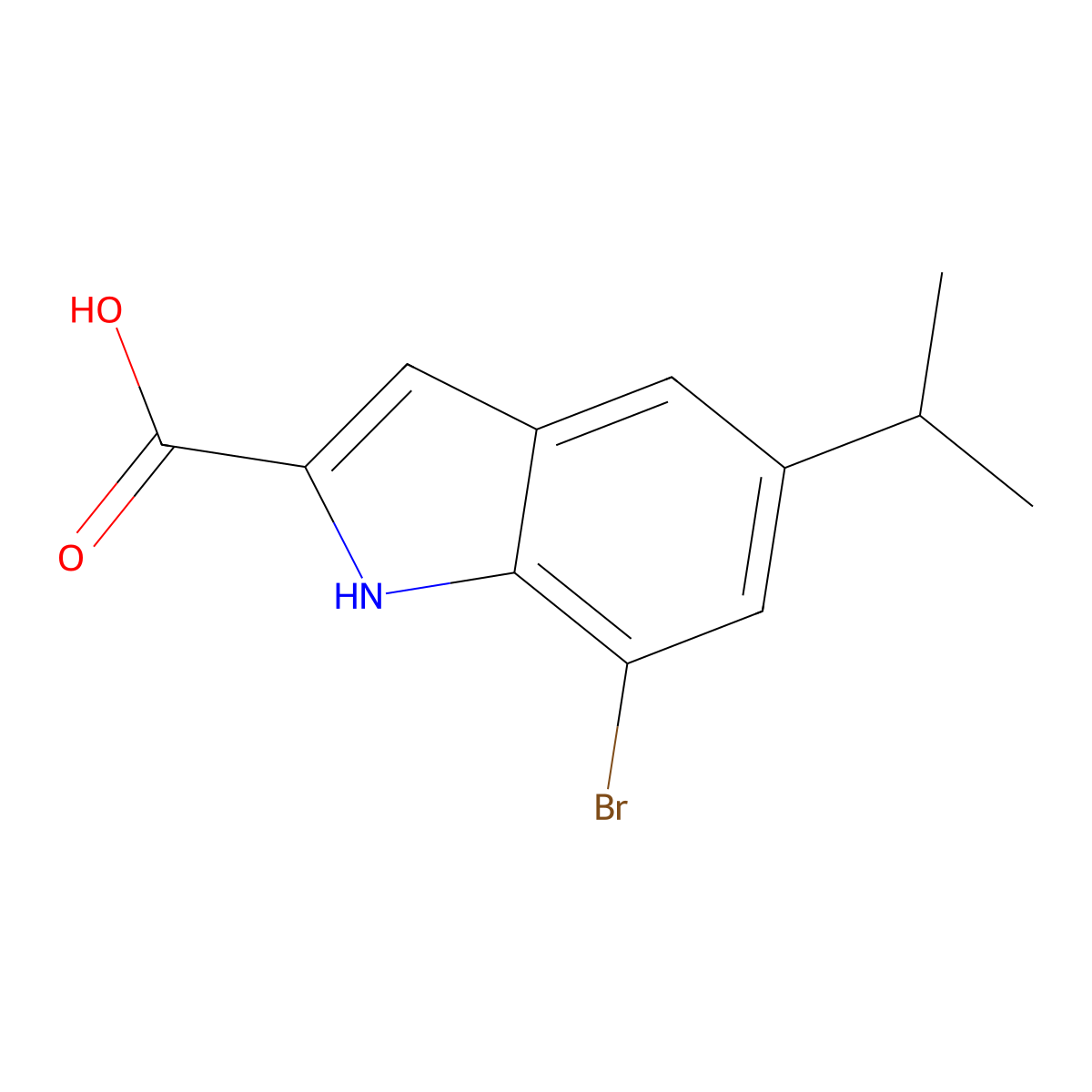 7-bromo-5-isopropyl-1H-indole-2-carboxylic acid molecular structure, CAS 383132-55-6