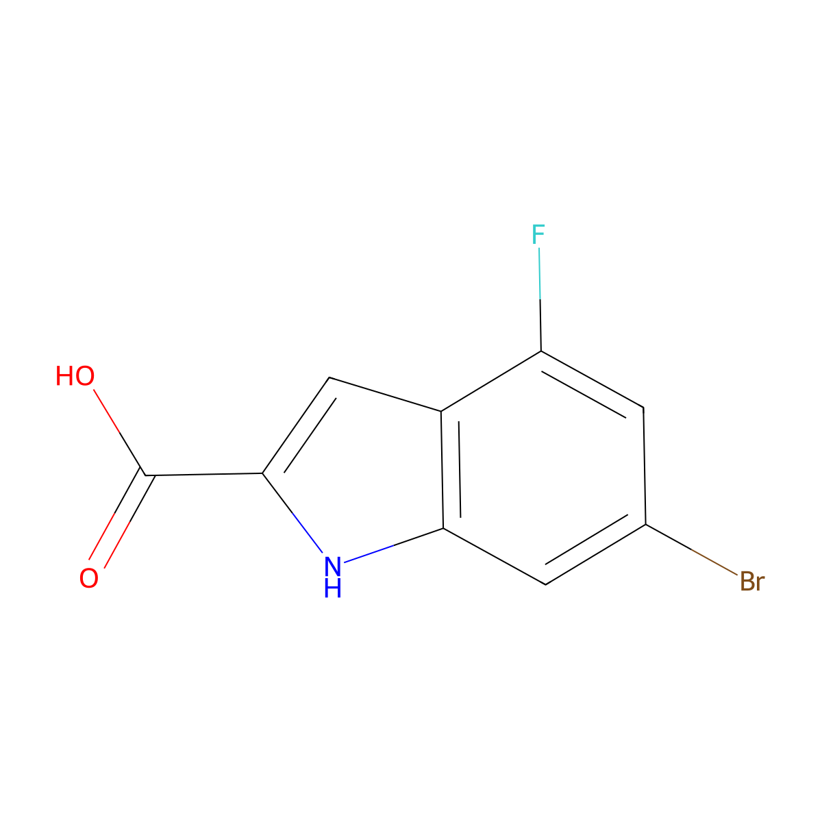 6-bromo-4-fluoro-1H-indole-2-carboxylic Acid molecular structure, CAS 383132-69-2