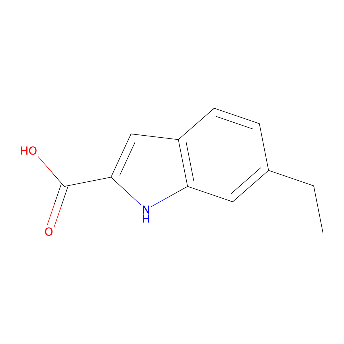 6-ethyl-1H-indole-2-carboxylic acid molecular structure, CAS 383132-71-6