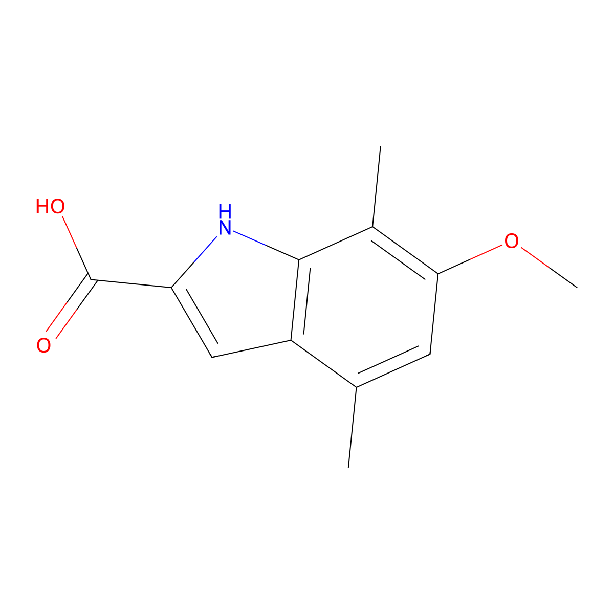 6-methoxy-4,7-dimethyl-1H-indole-2-carboxylic Acid molecular structure, CAS 383132-83-0