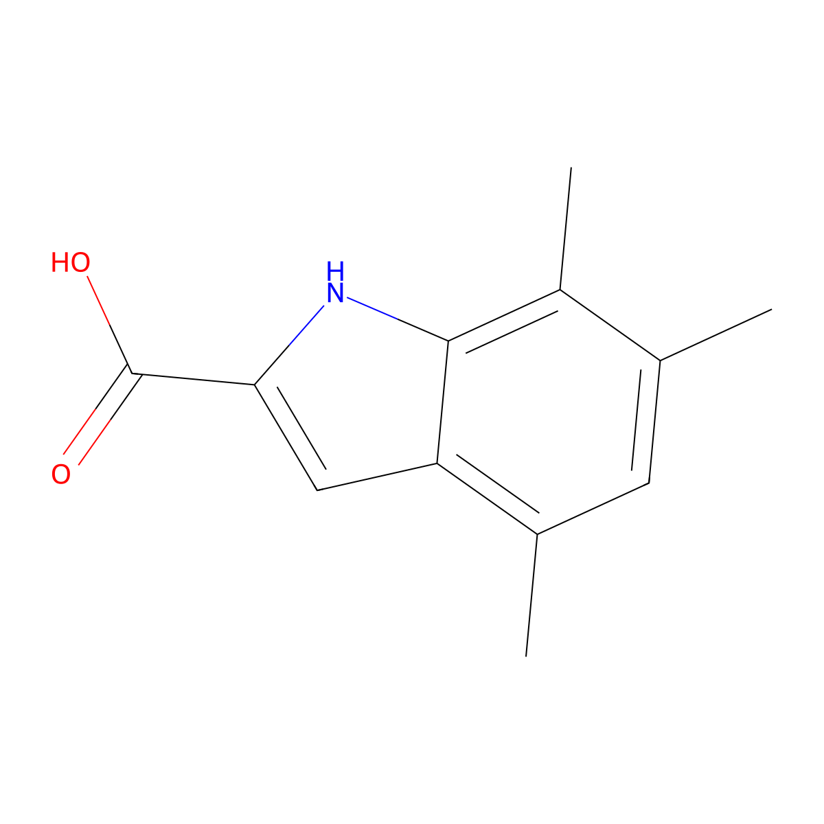 4,6,7-trimethyl-1H-indole-2-carboxylic acid molecular structure, CAS 383133-18-4
