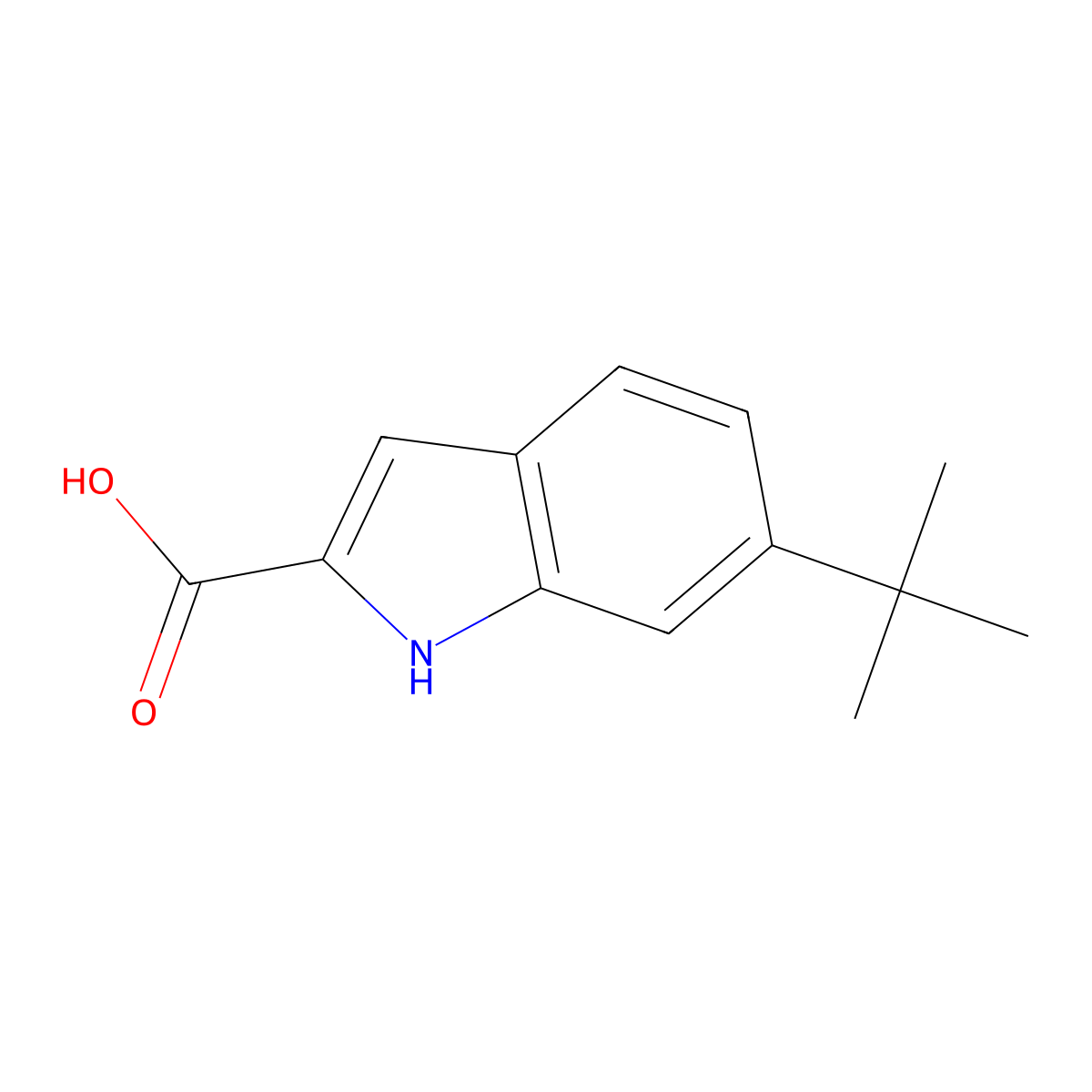 6-tert-butyl-1H-indole-2-carboxylic acid molecular structure, CAS 383133-22-0